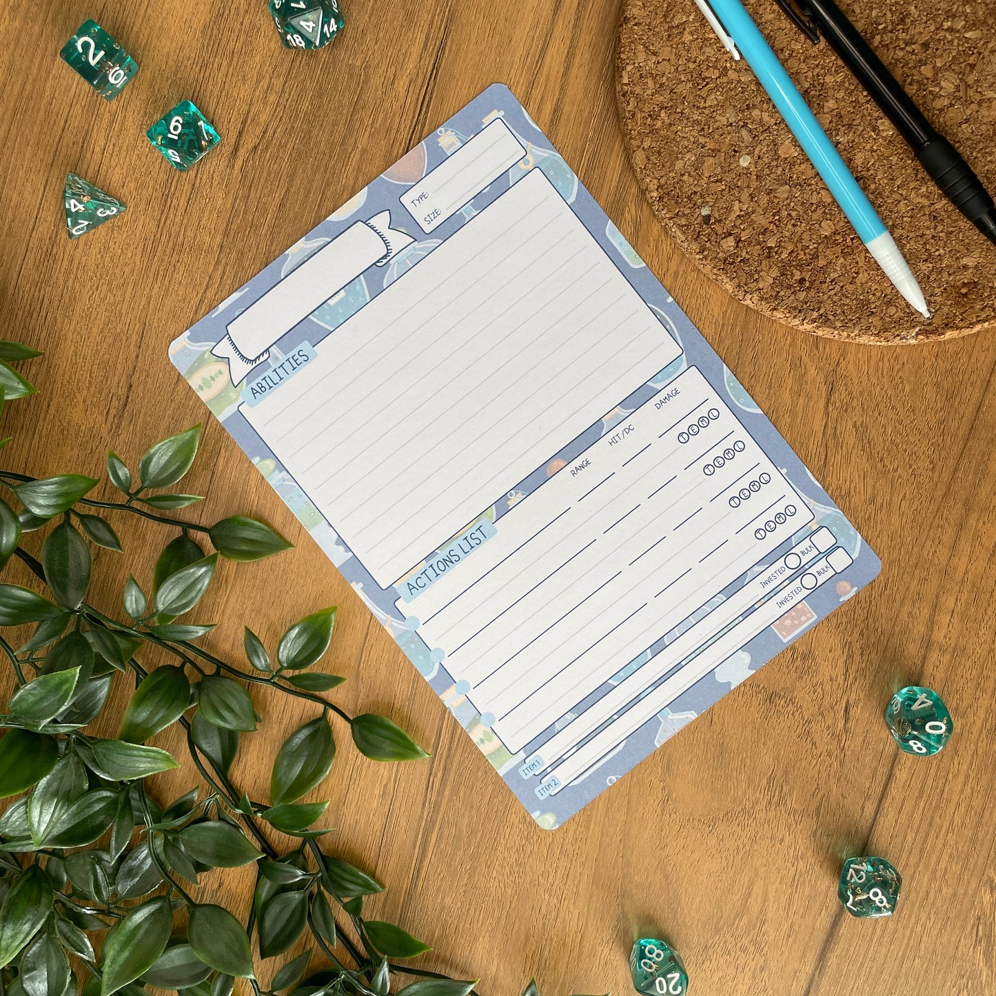 Potion Bottle A5 Pathfinder Skill Card set