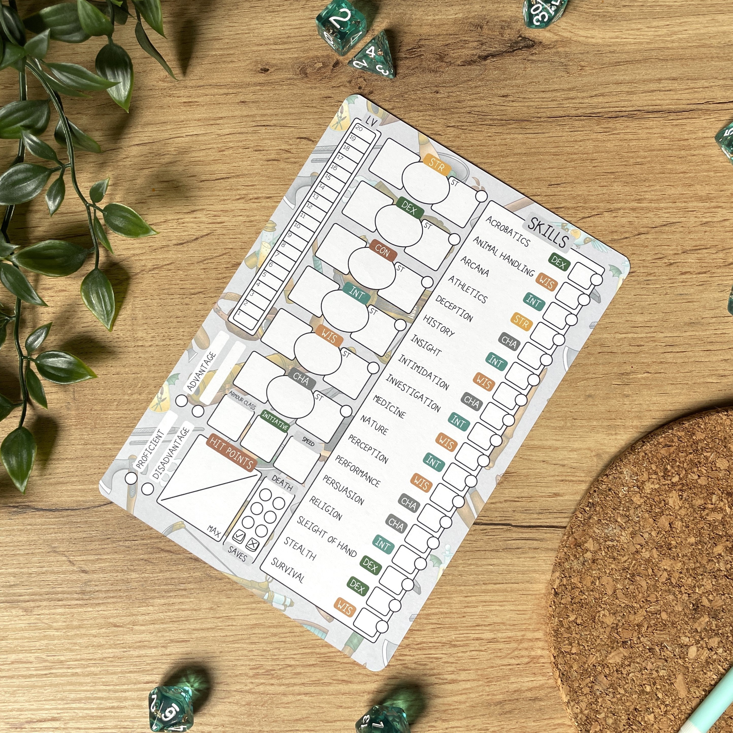 Artificer's Workshop A5 D&D5e Skill Card set