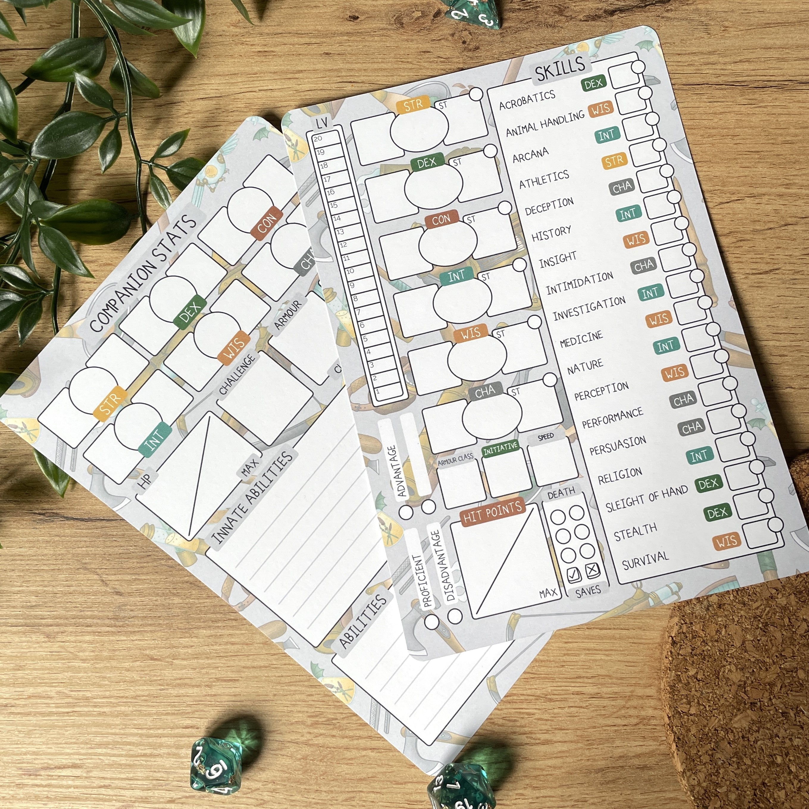 Artificer's Workshop A5 D&D5e Skill Card set