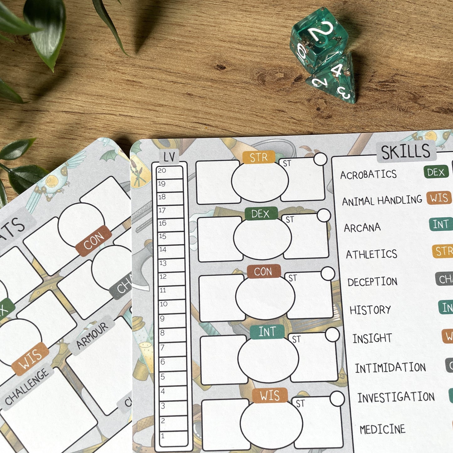 Artificer's Workshop A5 D&D5e Skill Card set