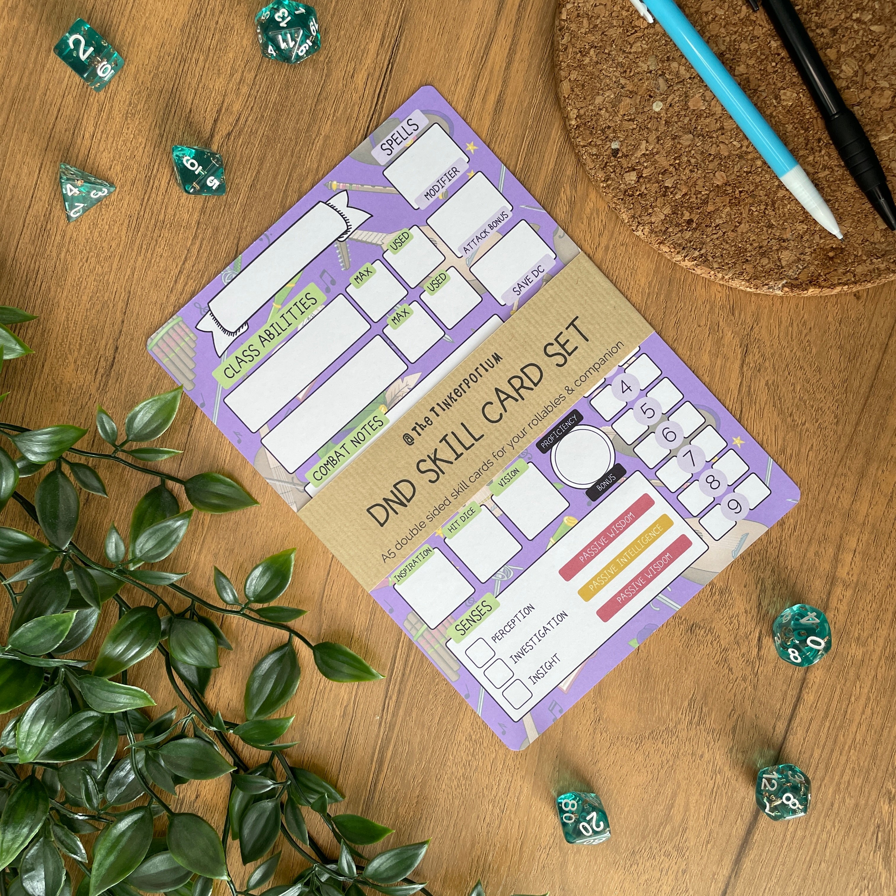 Bardic Musings A5 D&D5e Skill Card set