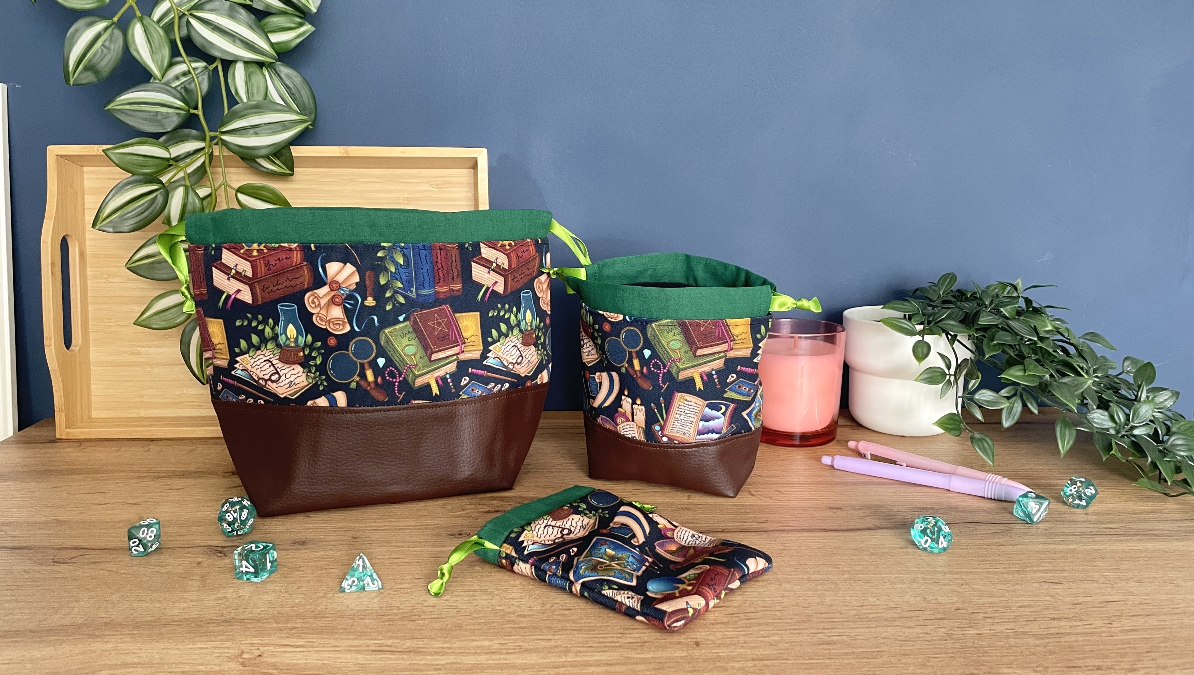 Fantasy Library Dice Bags