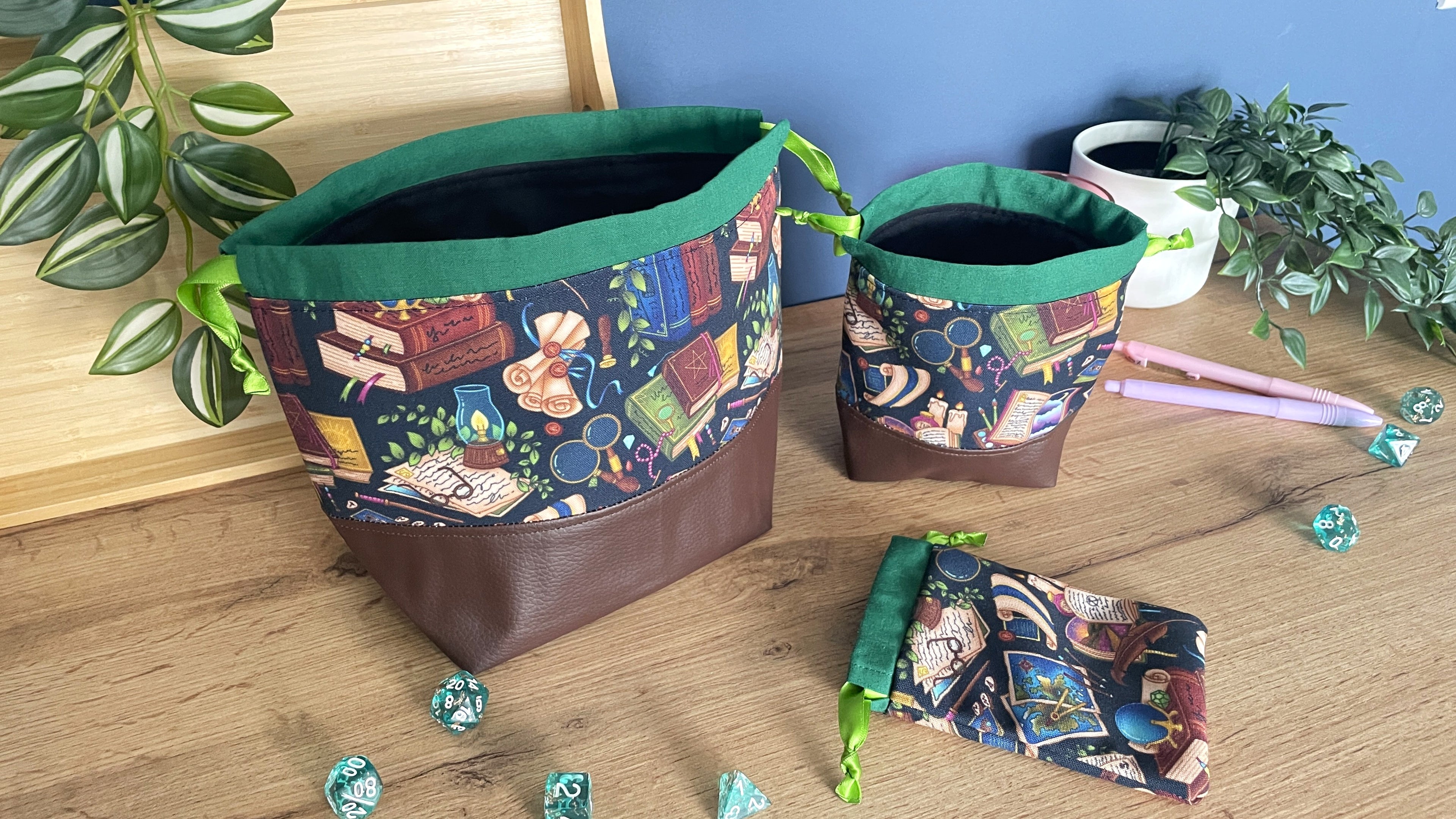 Fantasy Library Dice Bags