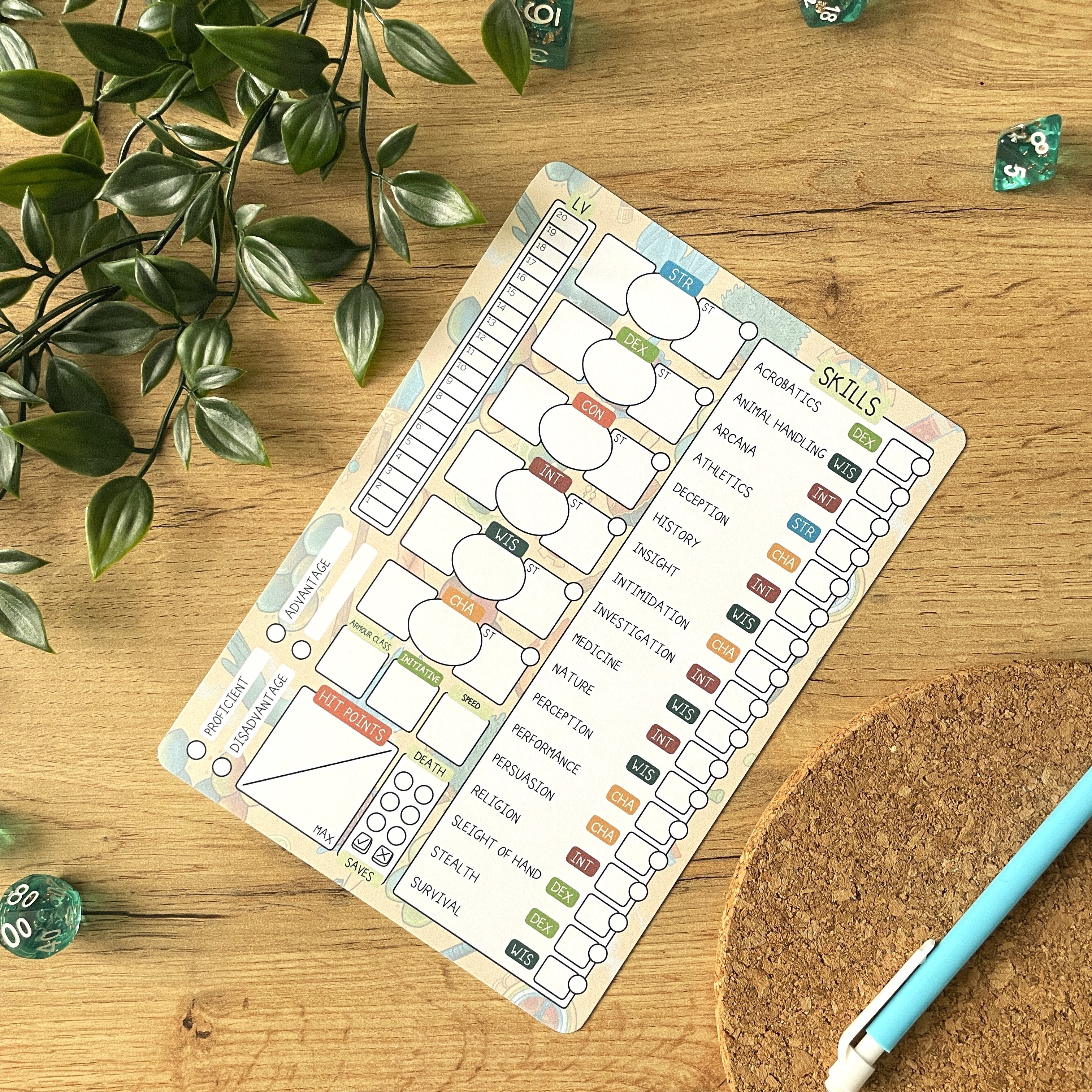 Sorcerer's Lineage A5 D&D5e Skill Card set