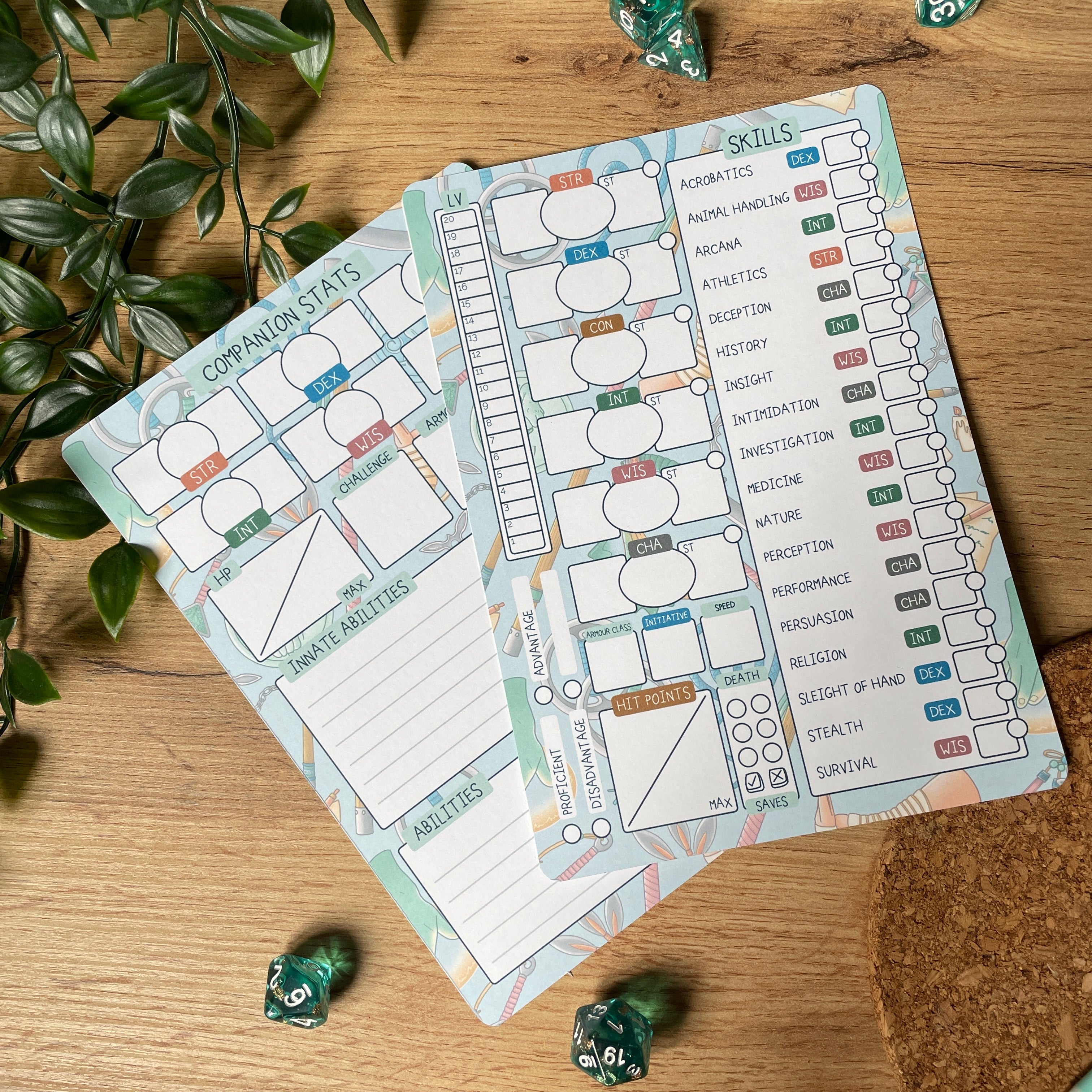 Monk's Enlightening A5 D&D5e Skill Card set