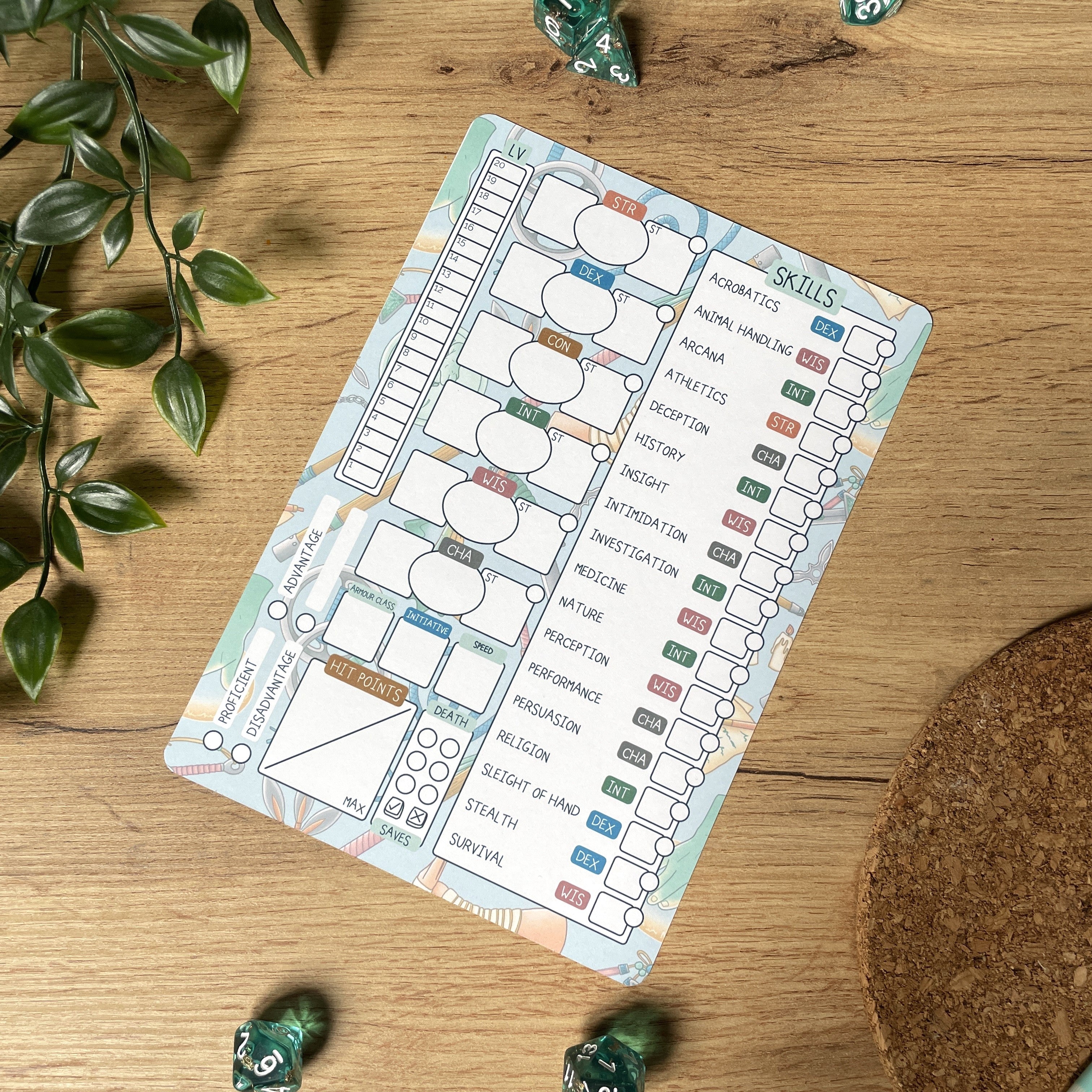 Monk's Enlightening A5 D&D5e Skill Card set