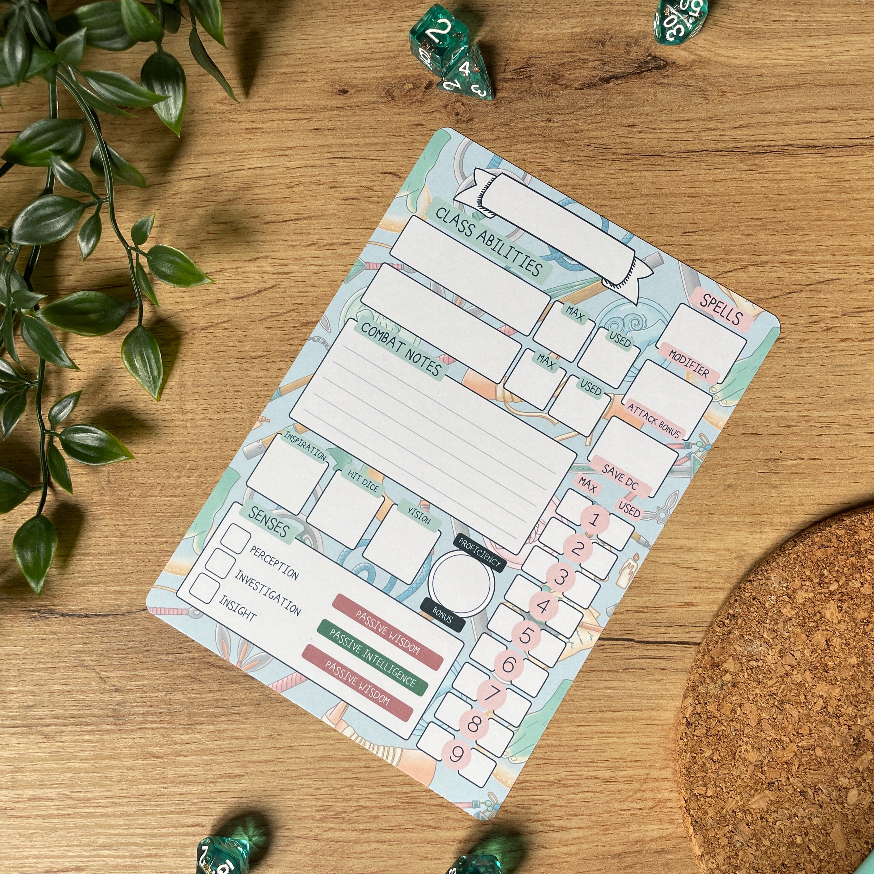 Monk's Enlightening A5 D&D5e Skill Card set