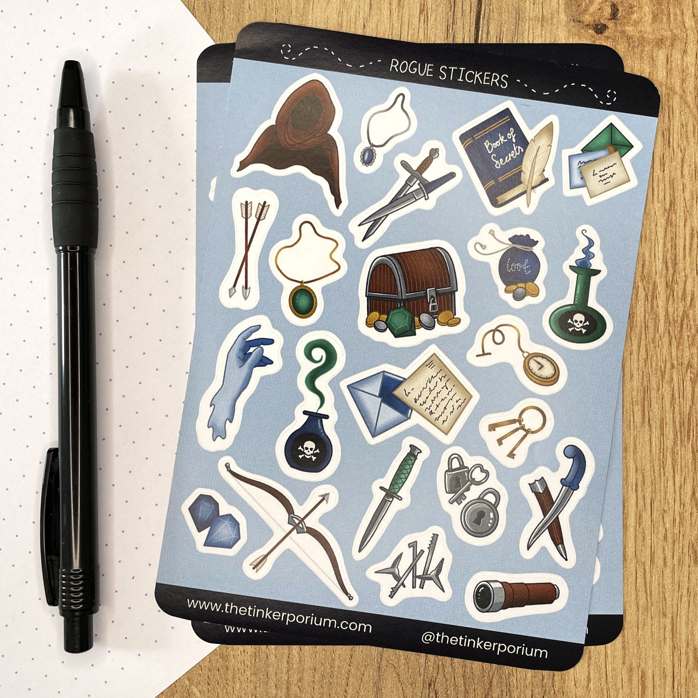 Rogue's Racket A6 Sticker set