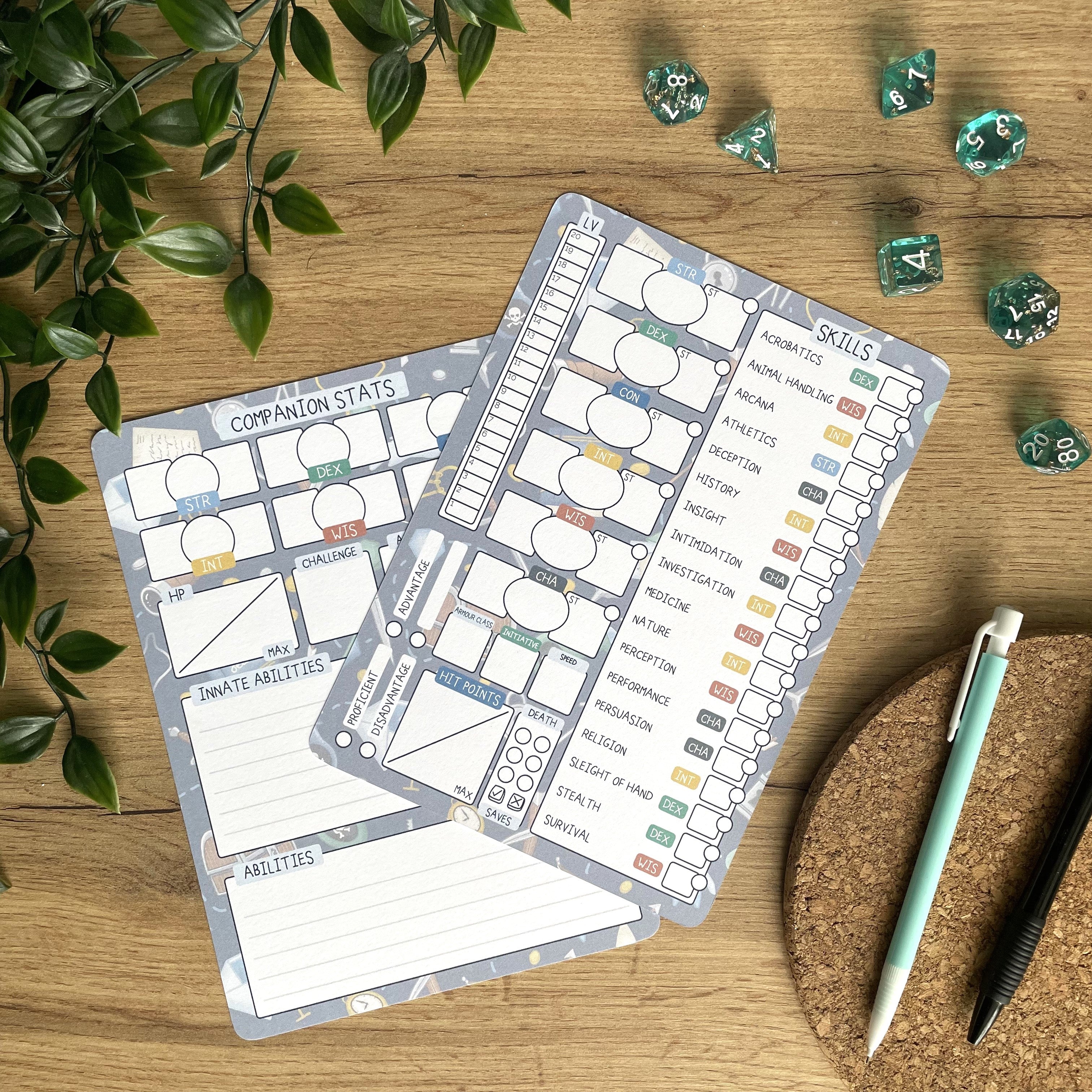 Rogue's Racket A5 D&D5e Skill Card set