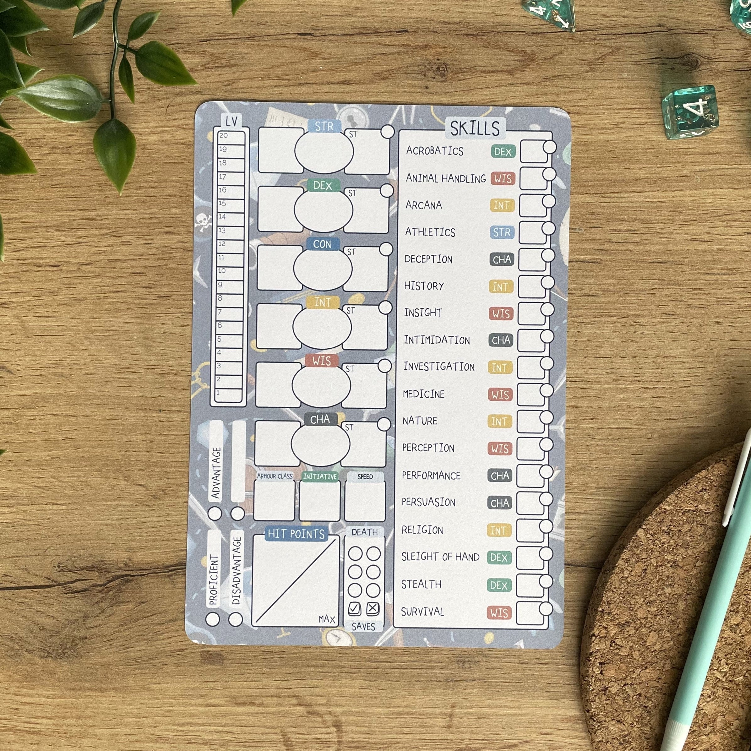 Rogue's Racket A5 D&D5e Skill Card set