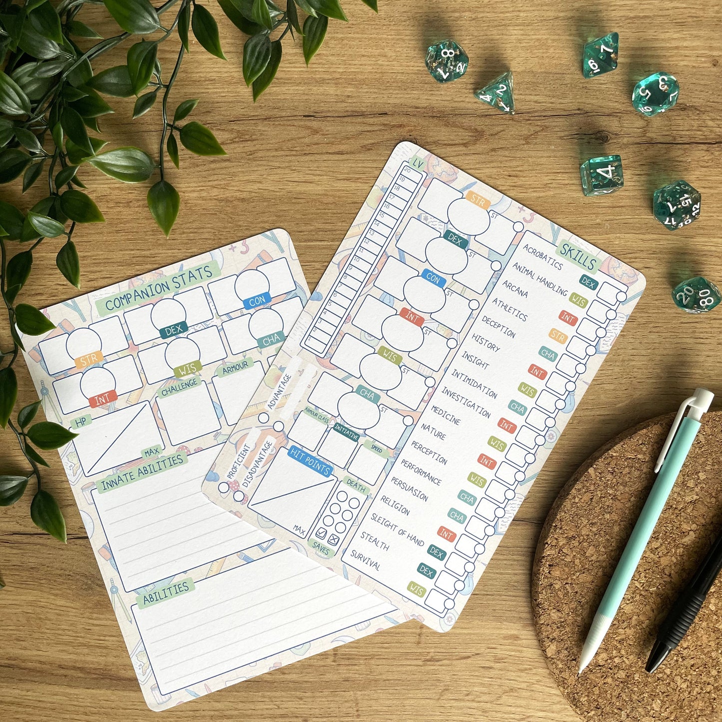 Mini Adventurer A5 D&D5e Skill Card set