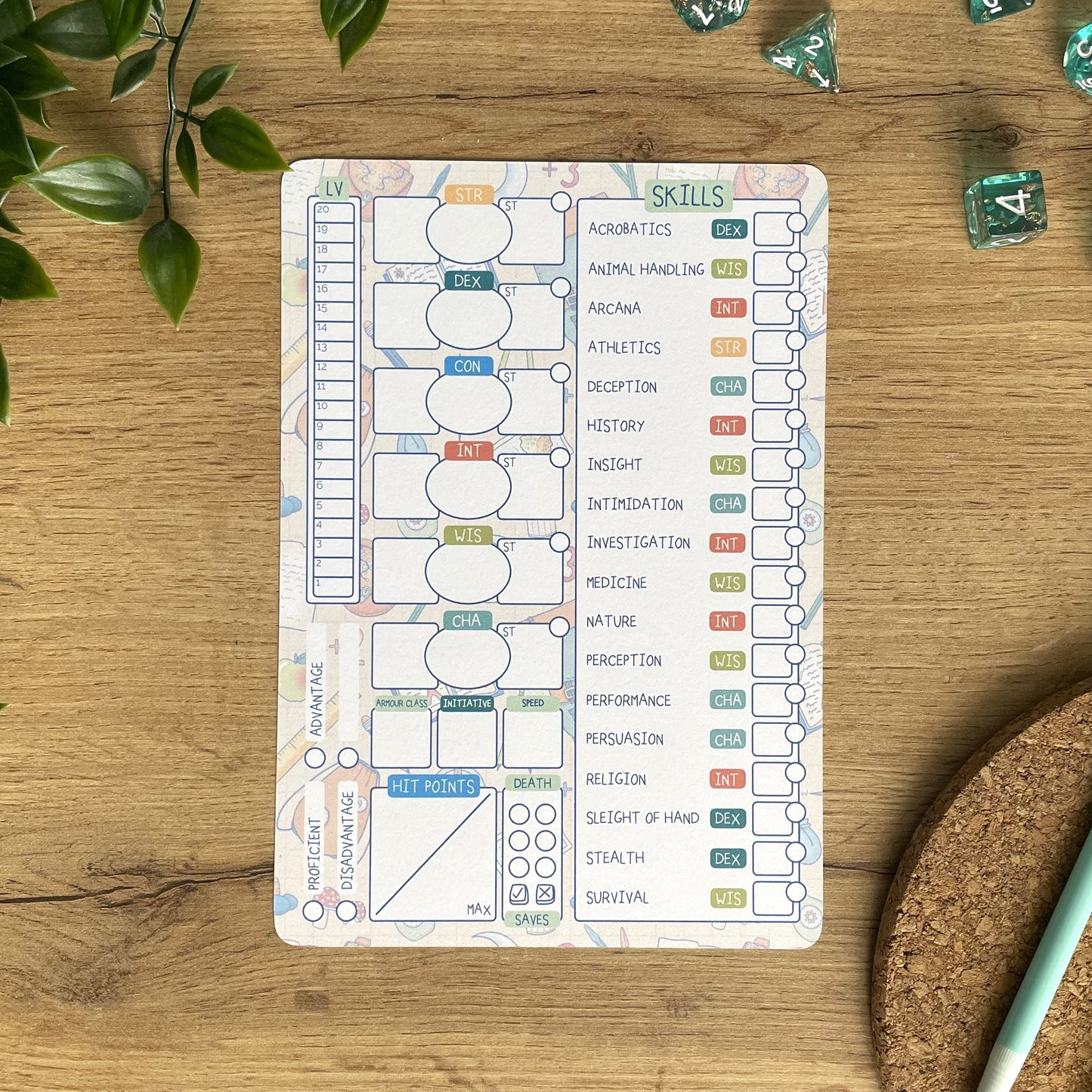 Mini Adventurer A5 D&D5e Skill Card set