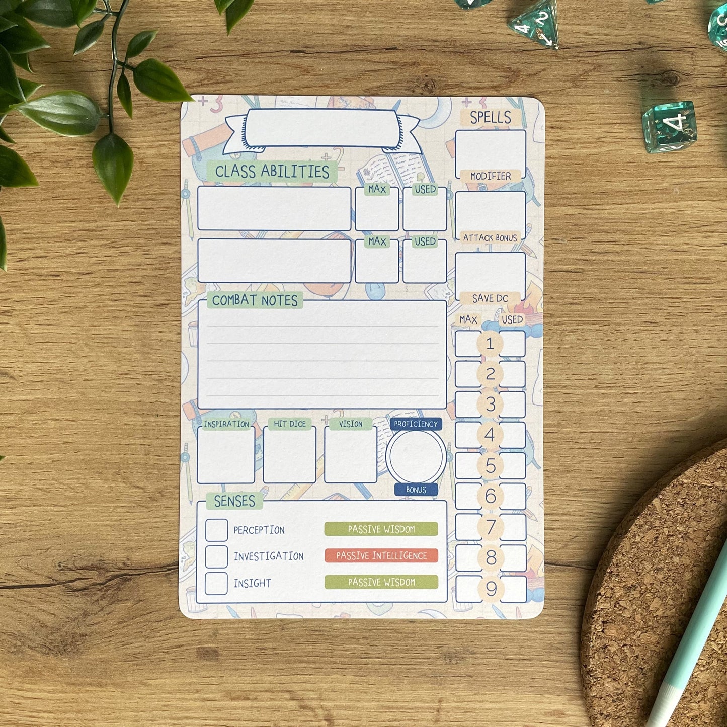 Mini Adventurer A5 D&D5e Skill Card set