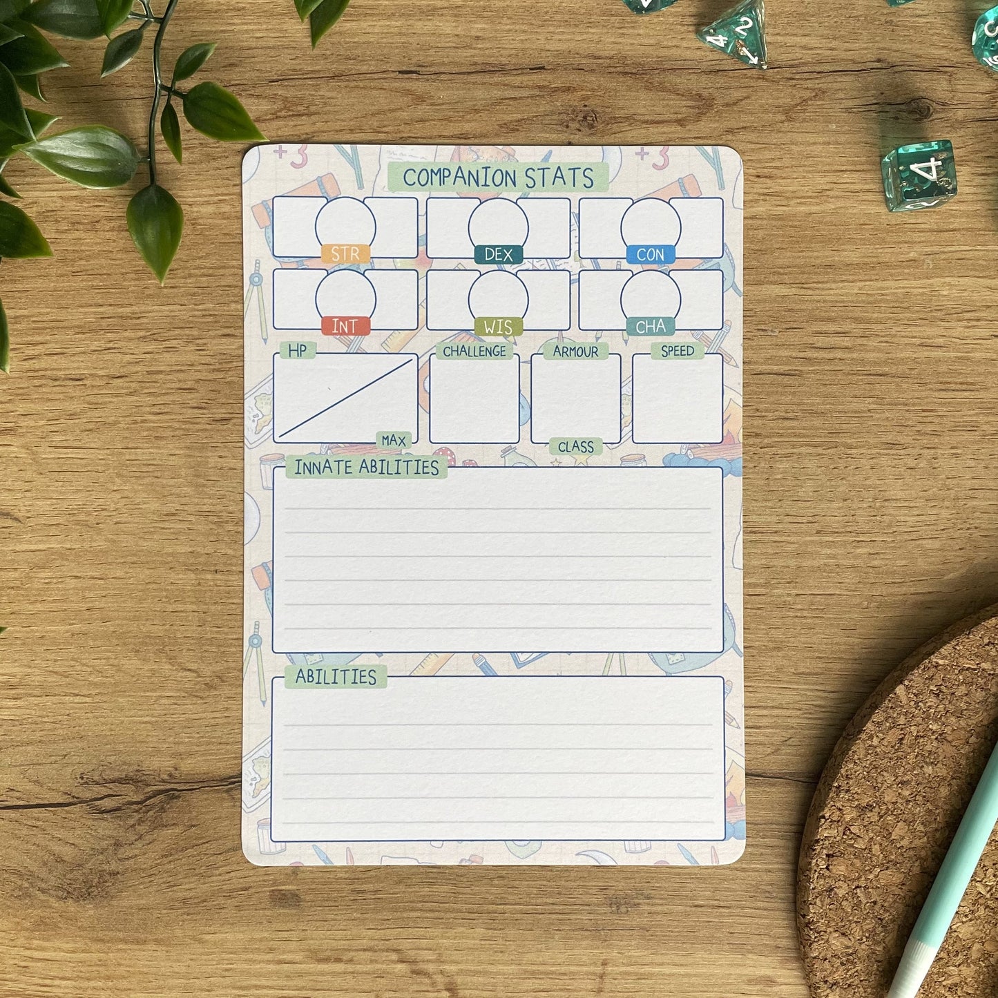 Mini Adventurer A5 D&D5e Skill Card set