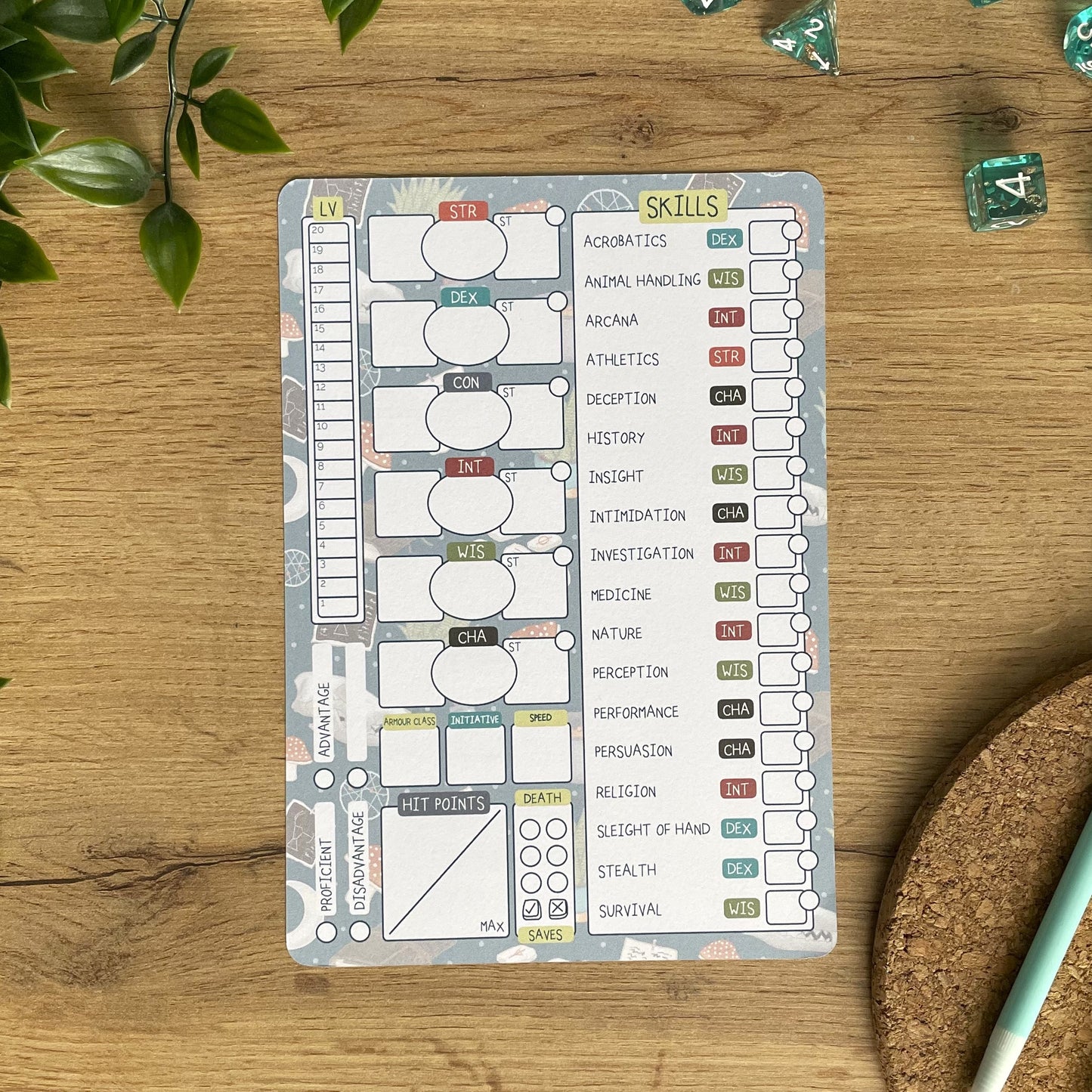 Druidic Nature A5 D&D5e Skill Card set
