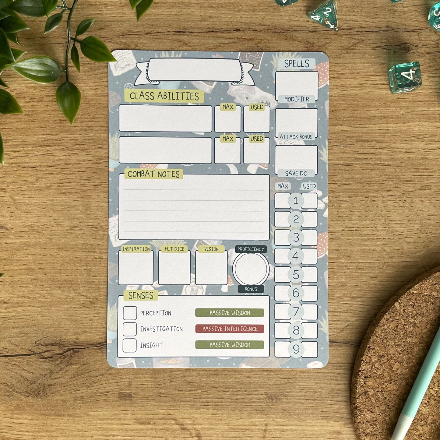Druidic Nature A5 D&D5e Skill Card set