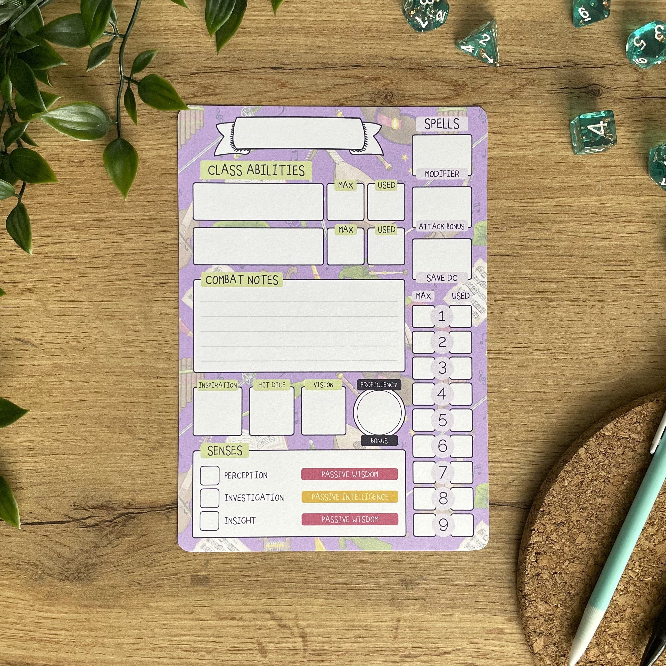 Bardic Musings A5 D&D5e Skill Card set