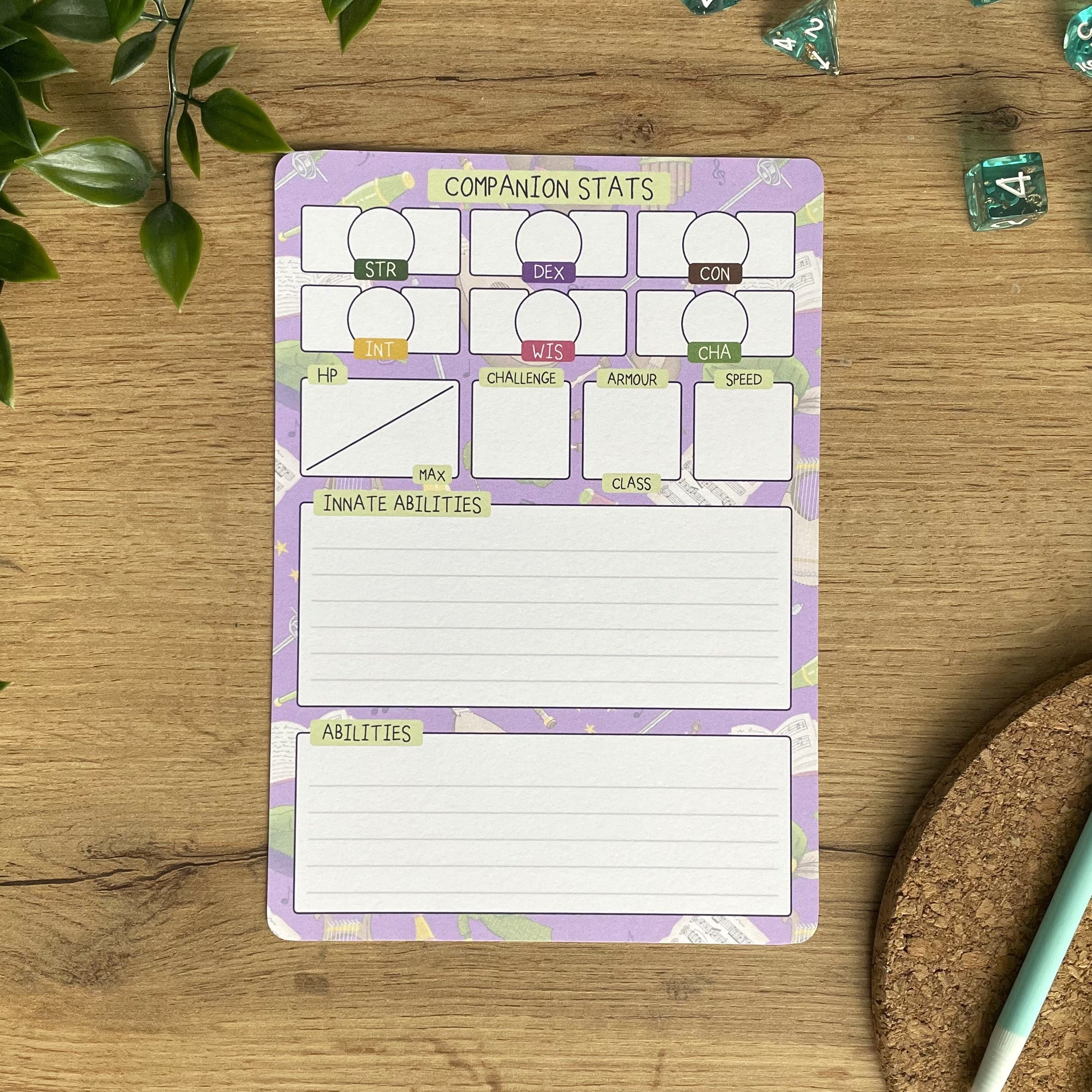 Bardic Musings A5 D&D5e Skill Card set