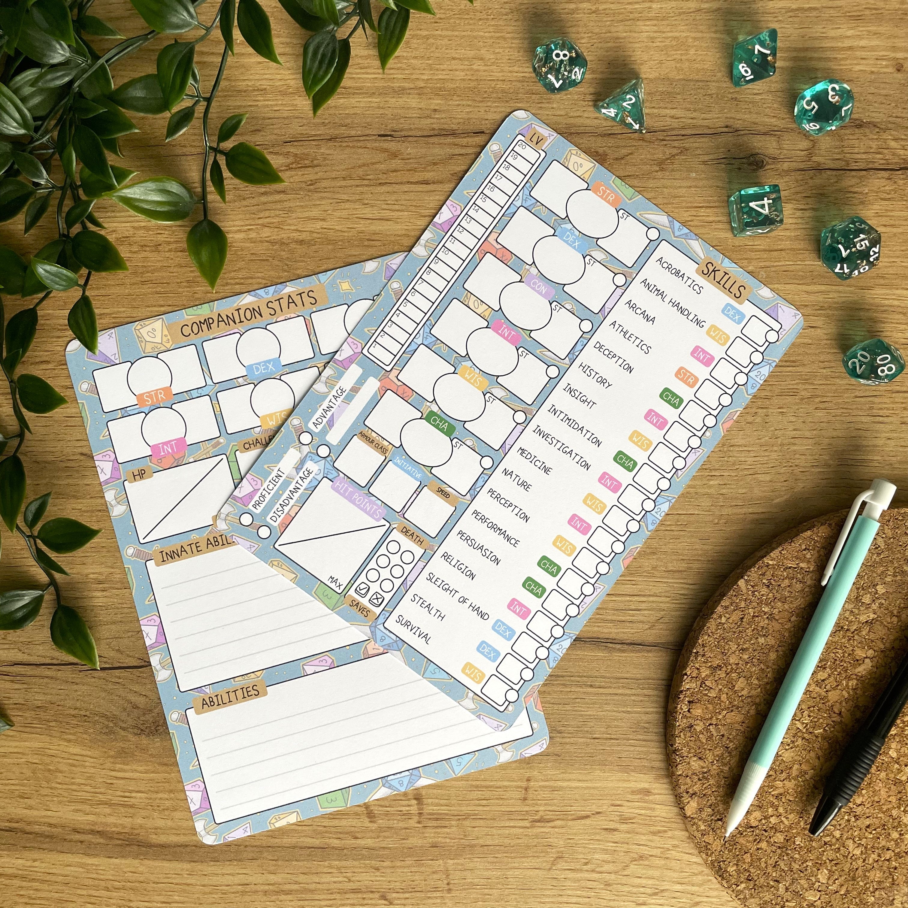 An Adventurer's Life A5 D&D5e Skill Card set