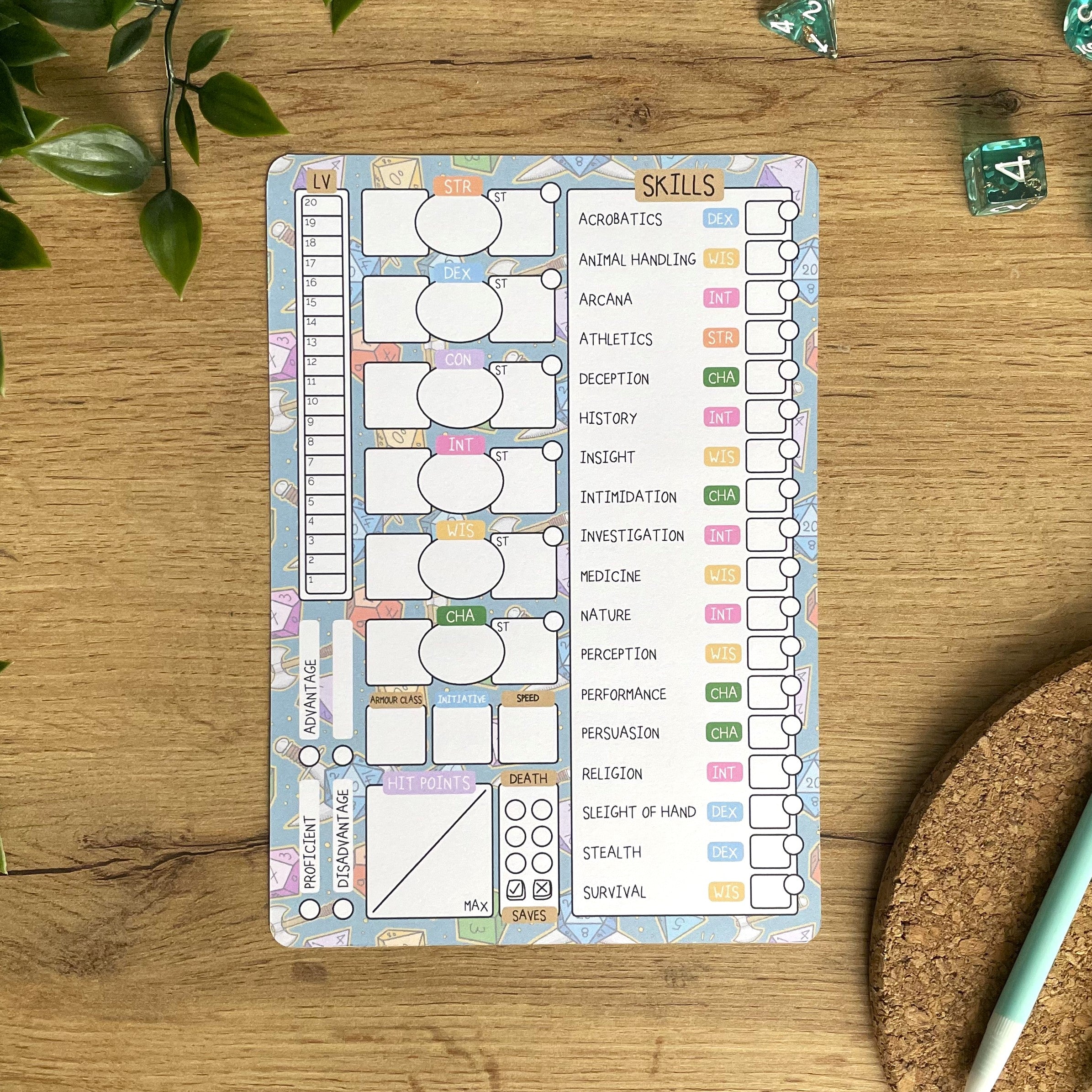 An Adventurer's Life A5 D&D5e Skill Card set