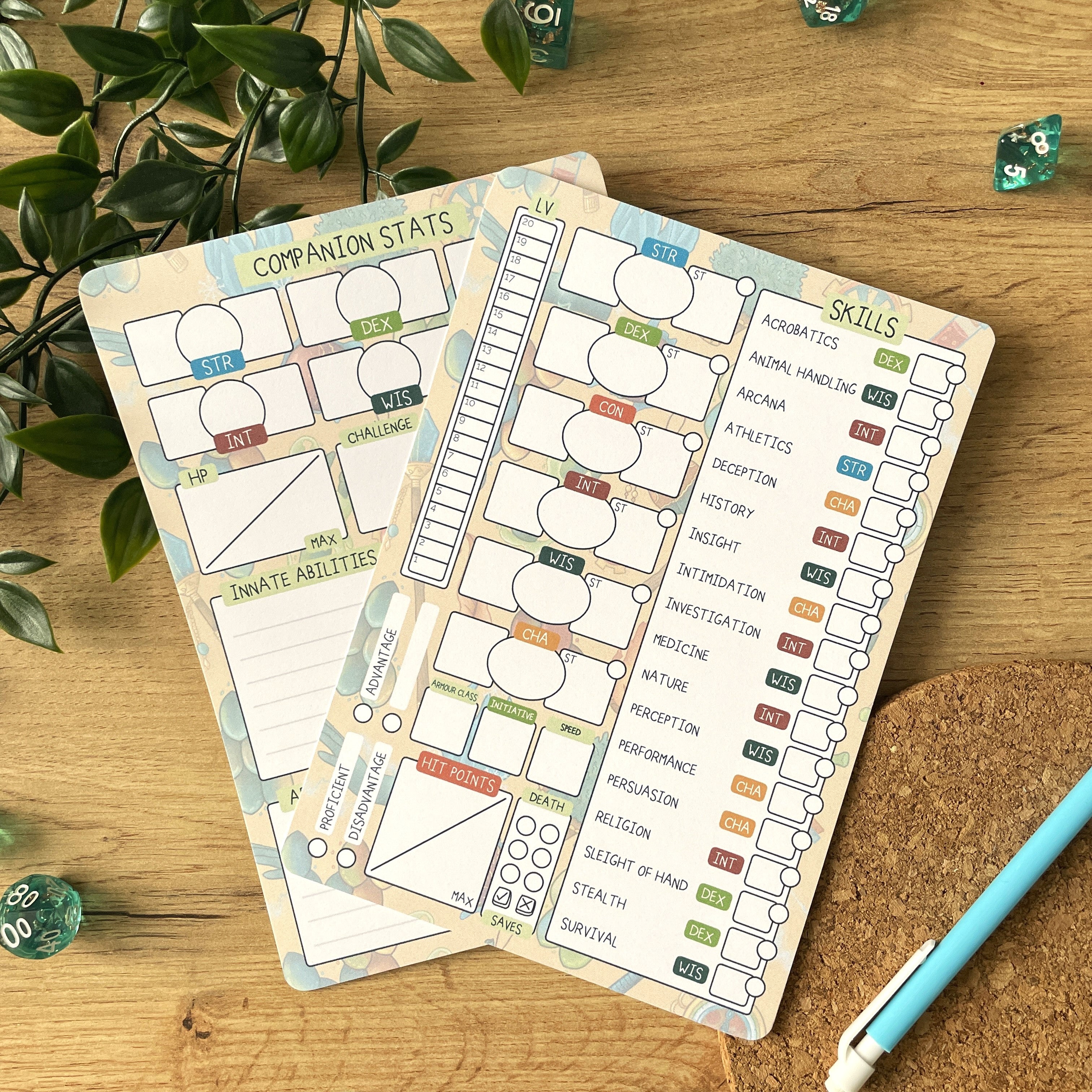 Sorcerer's Lineage A5 D&D5e Skill Card set