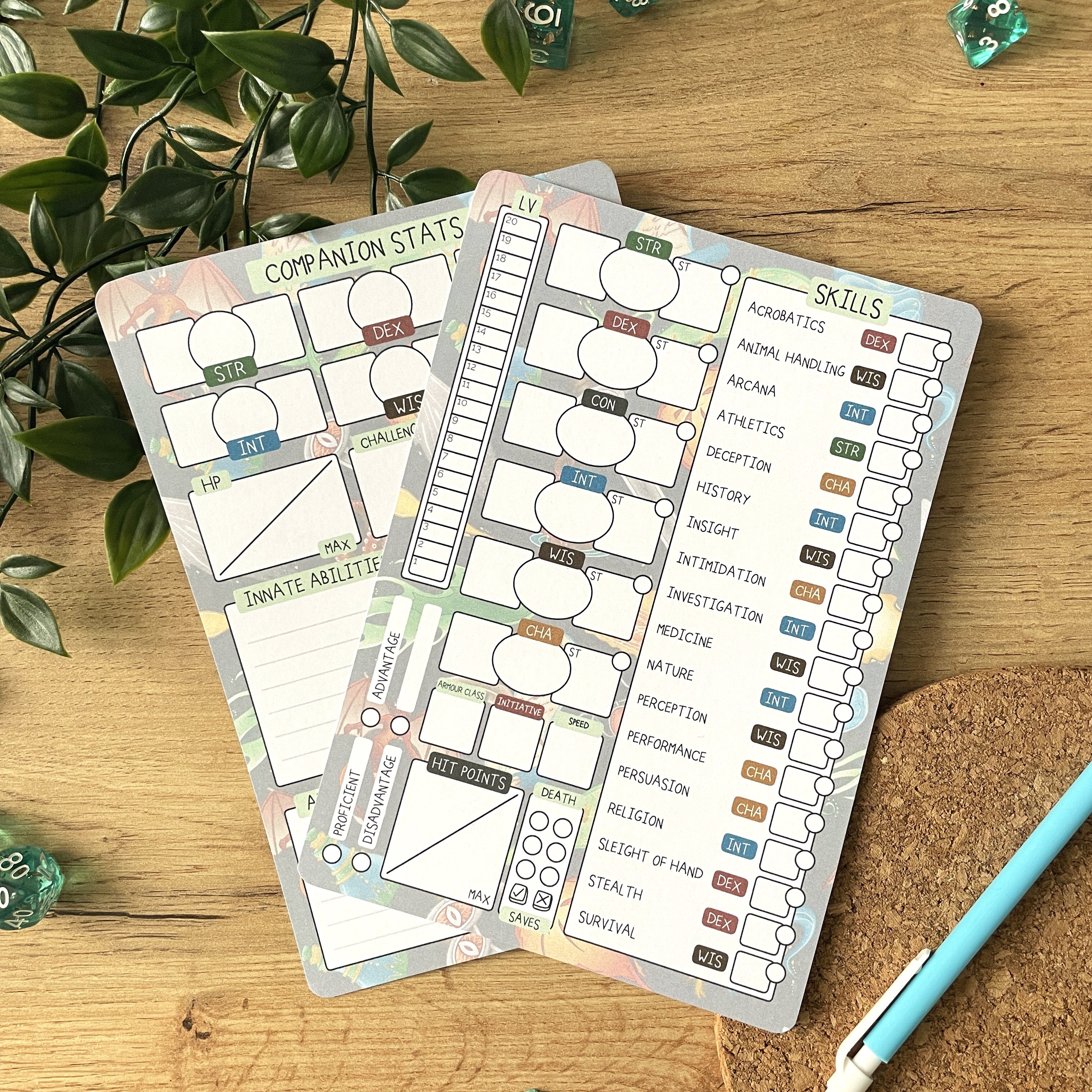 Warlock's Pact A5 D&D5e Skill Card set