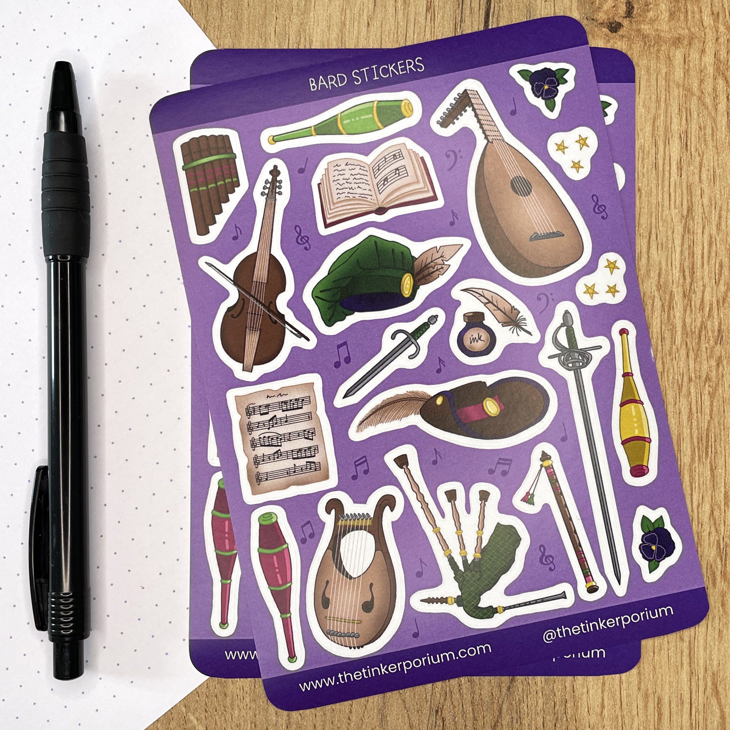 Bardic Musings A6 Sticker set