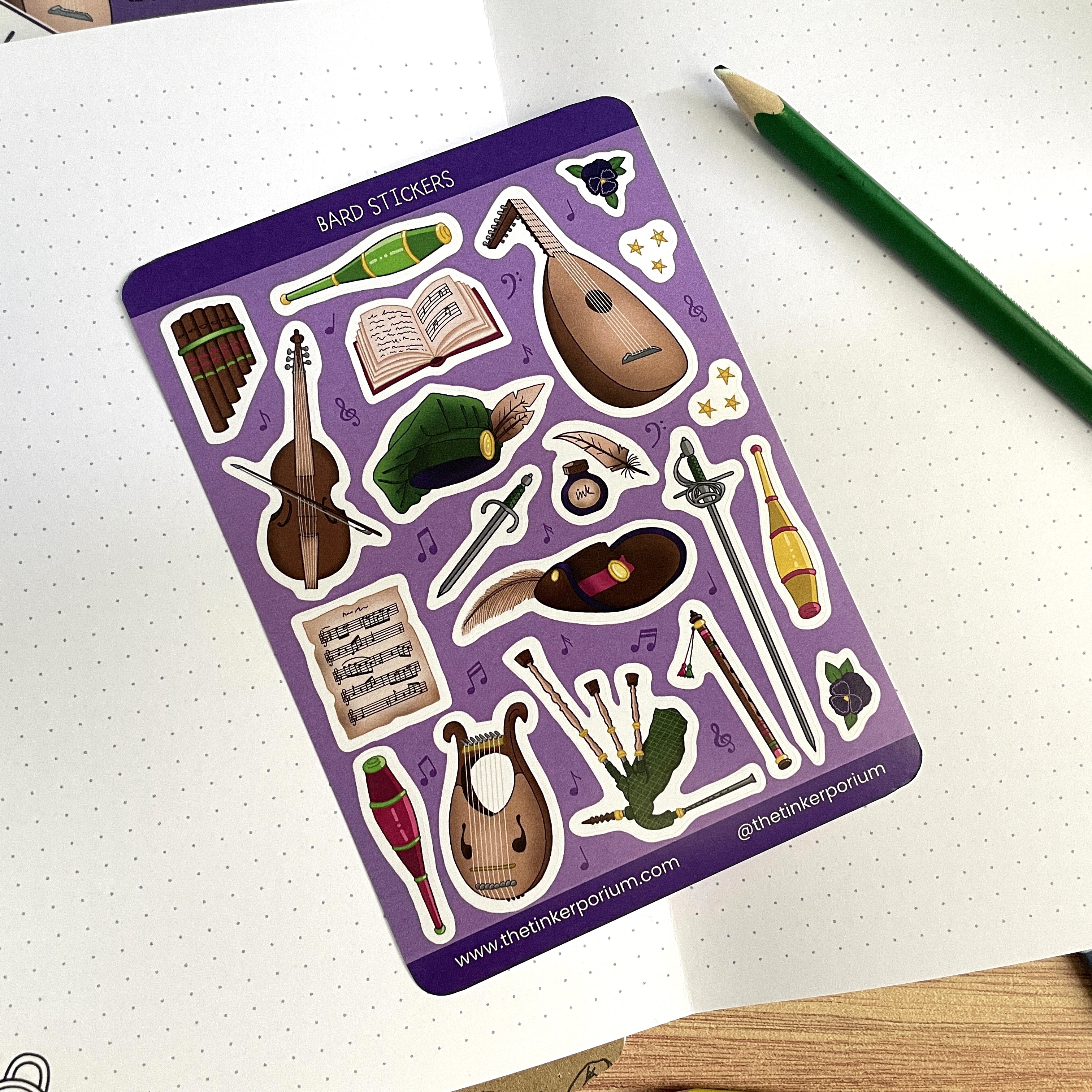 Bardic Musings A6 Sticker set