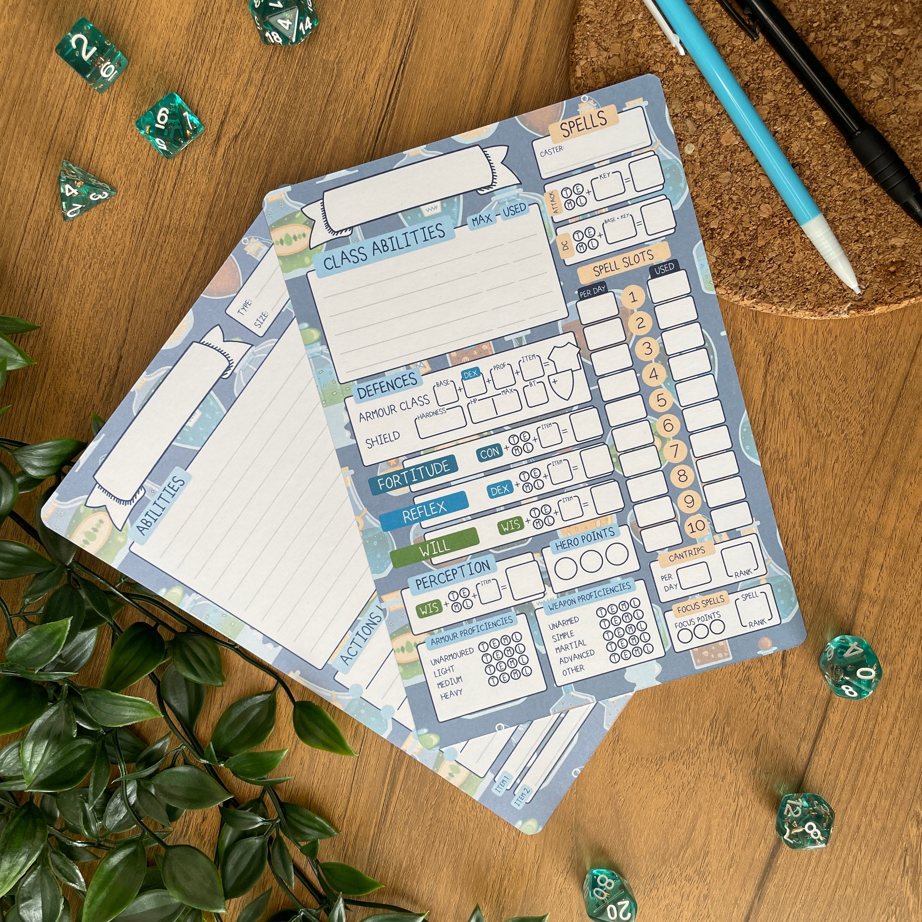Potion Bottle A5 Pathfinder Skill Card set