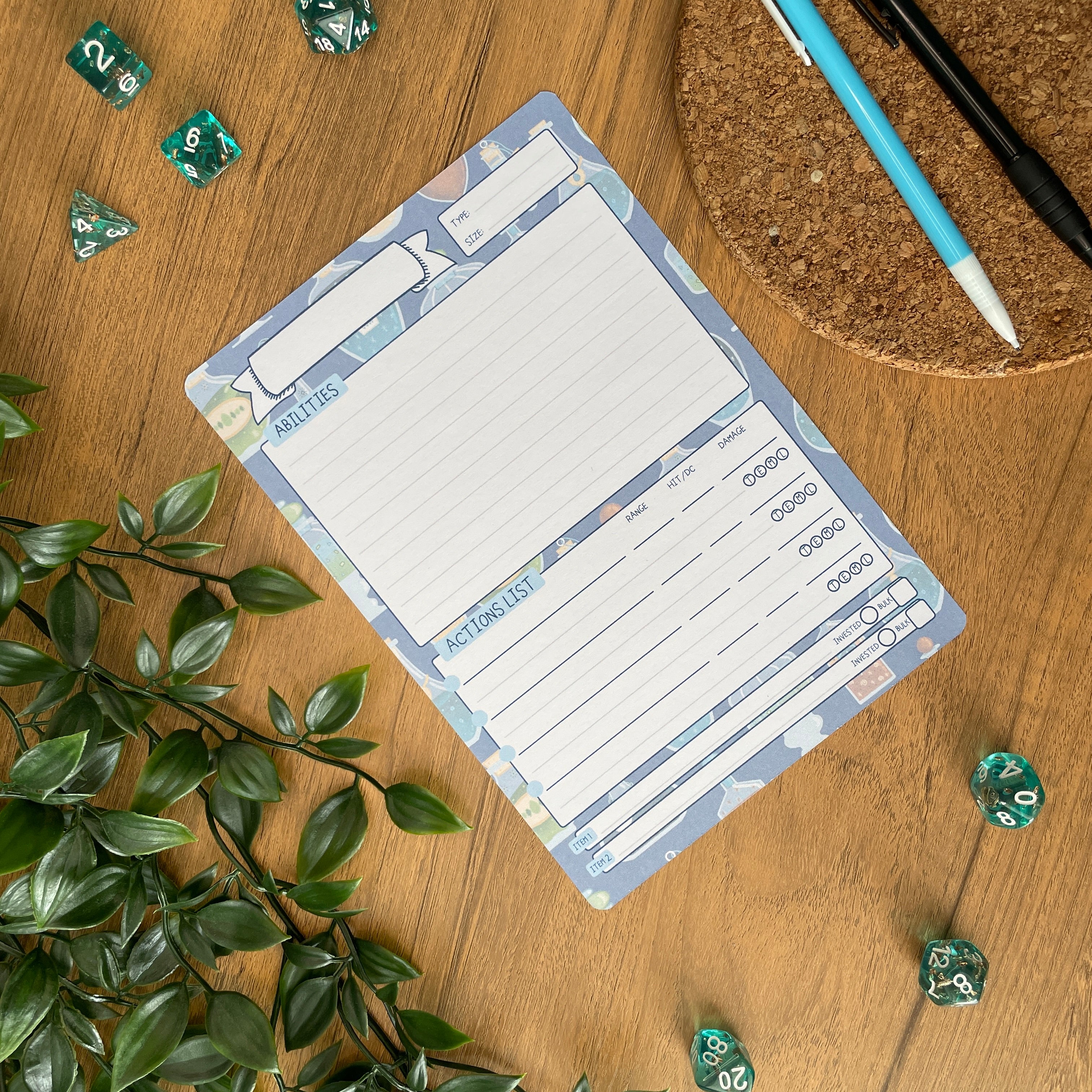Potion Bottle A5 Pathfinder Skill Card set