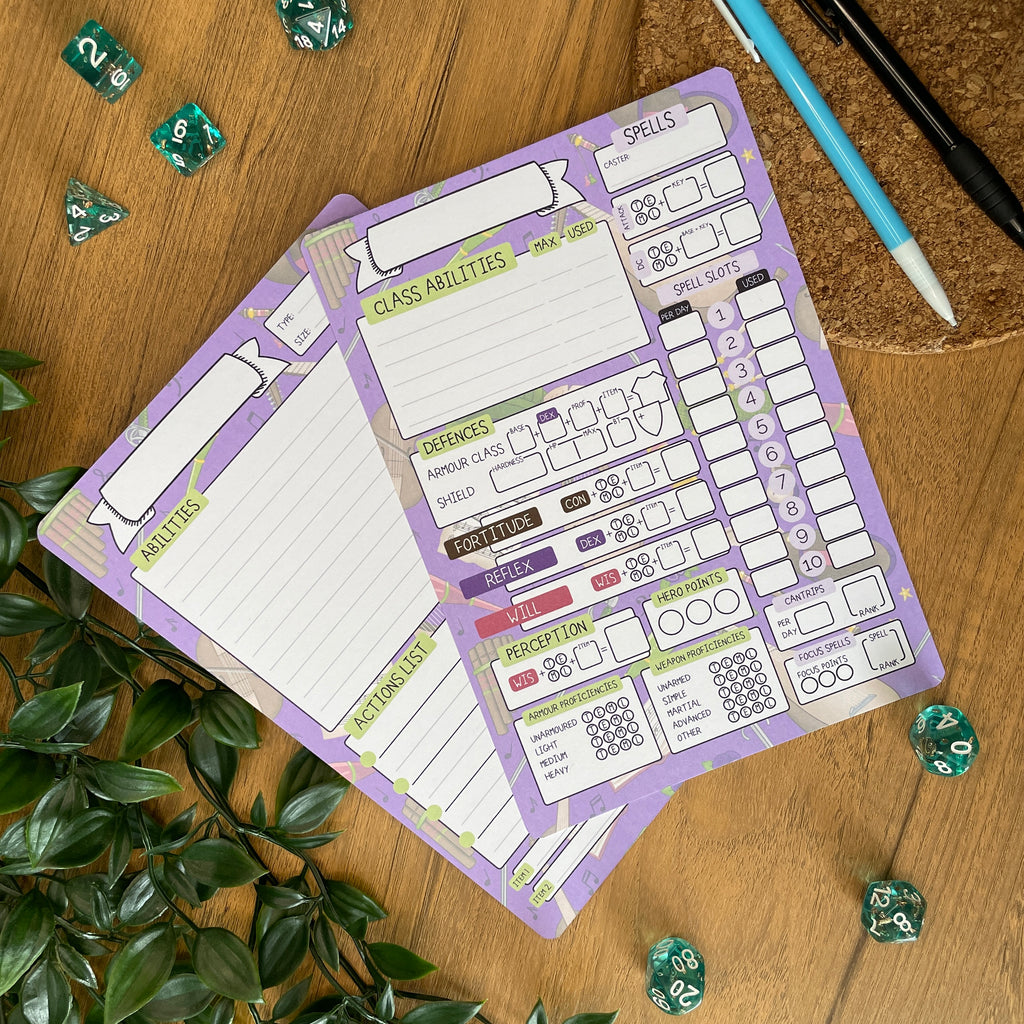 Bardic Musings A5 Pathfinder Skill Card set