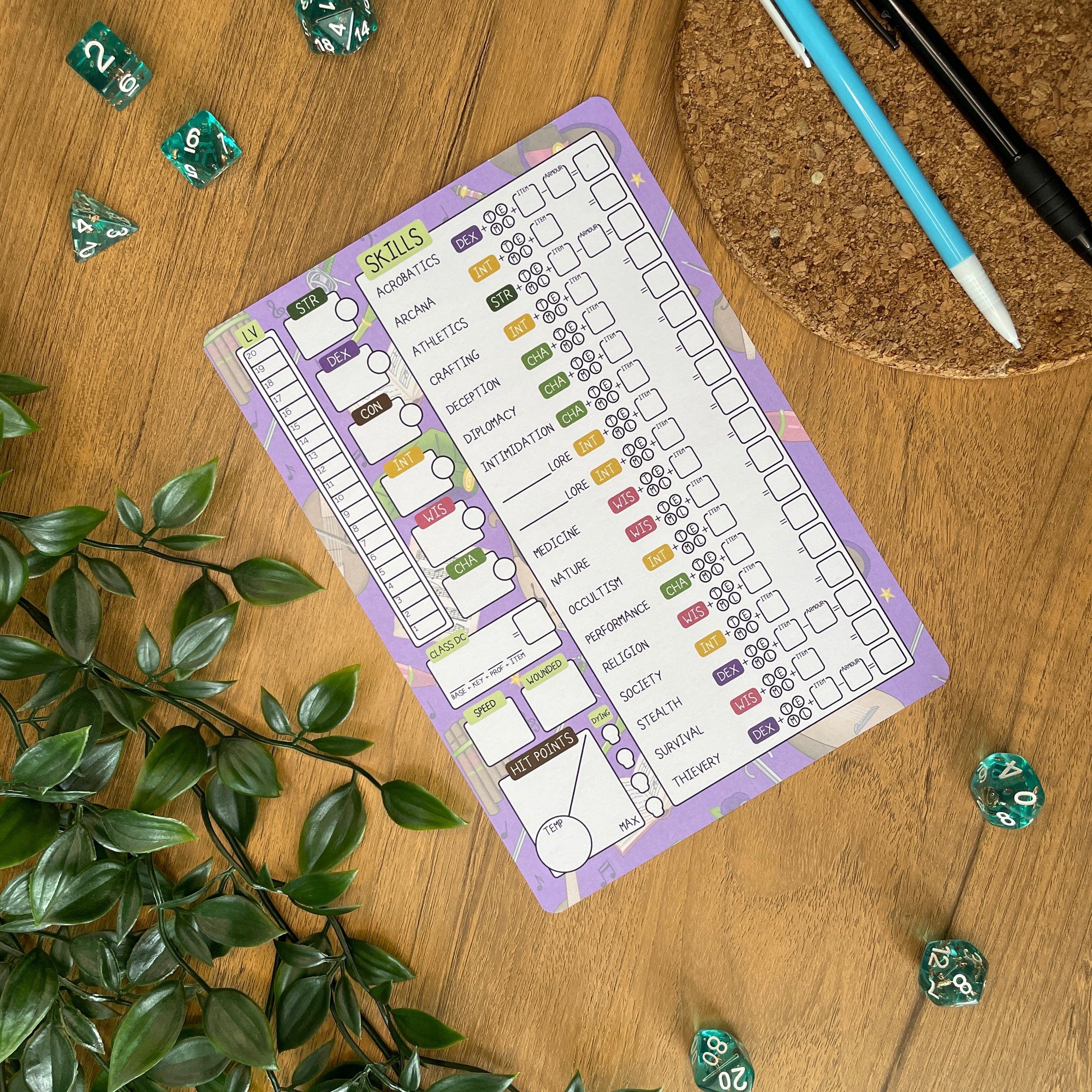 Bardic Musings A5 Pathfinder Skill Card set