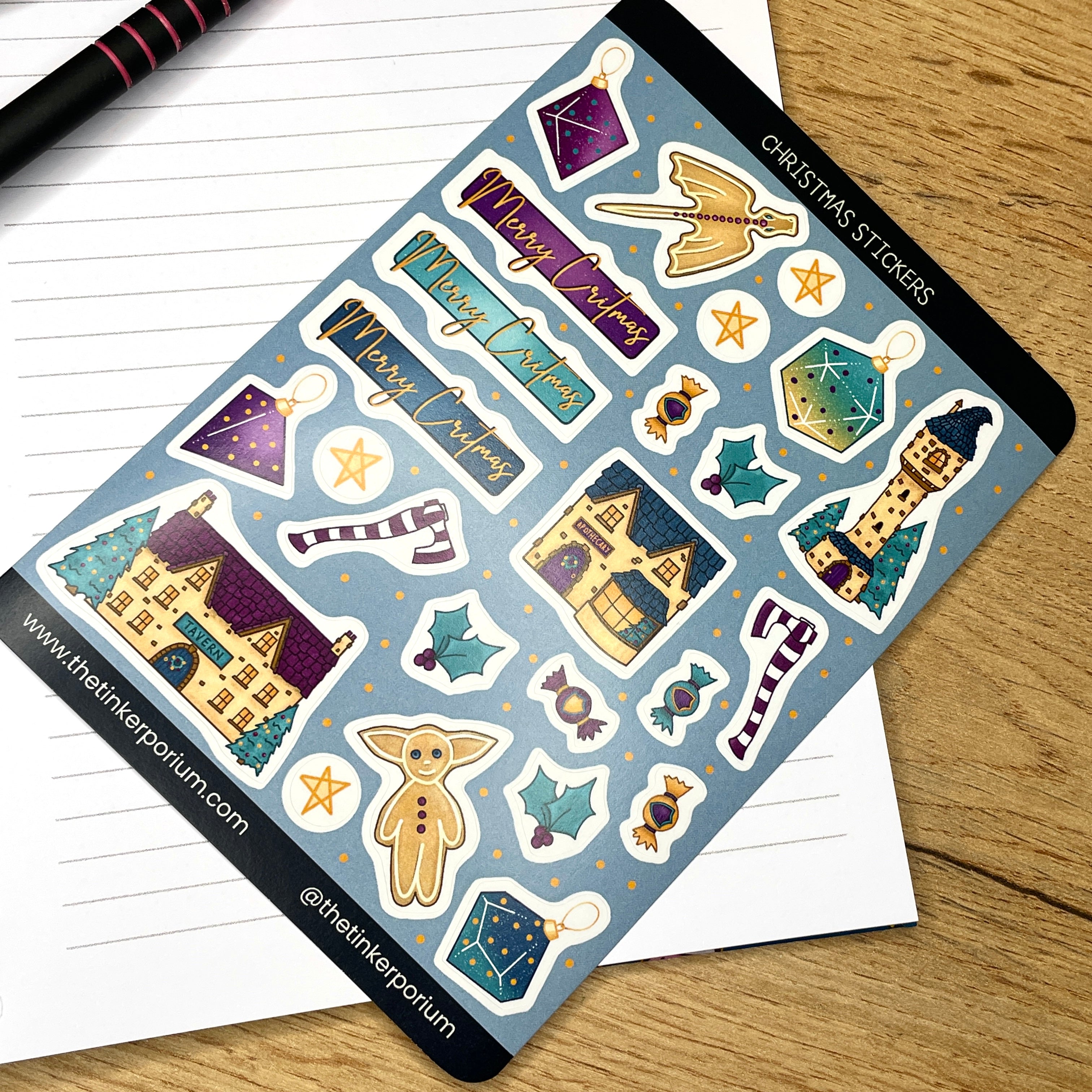 Merry Critmas in Pink A6 Sticker set