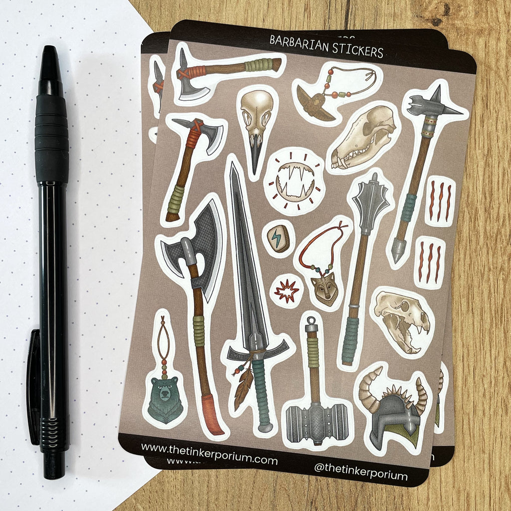 Barbarian's Rage A6 Sticker set