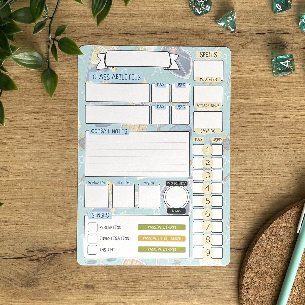 Paladin's Oath A5 D&D5e Skill Card set