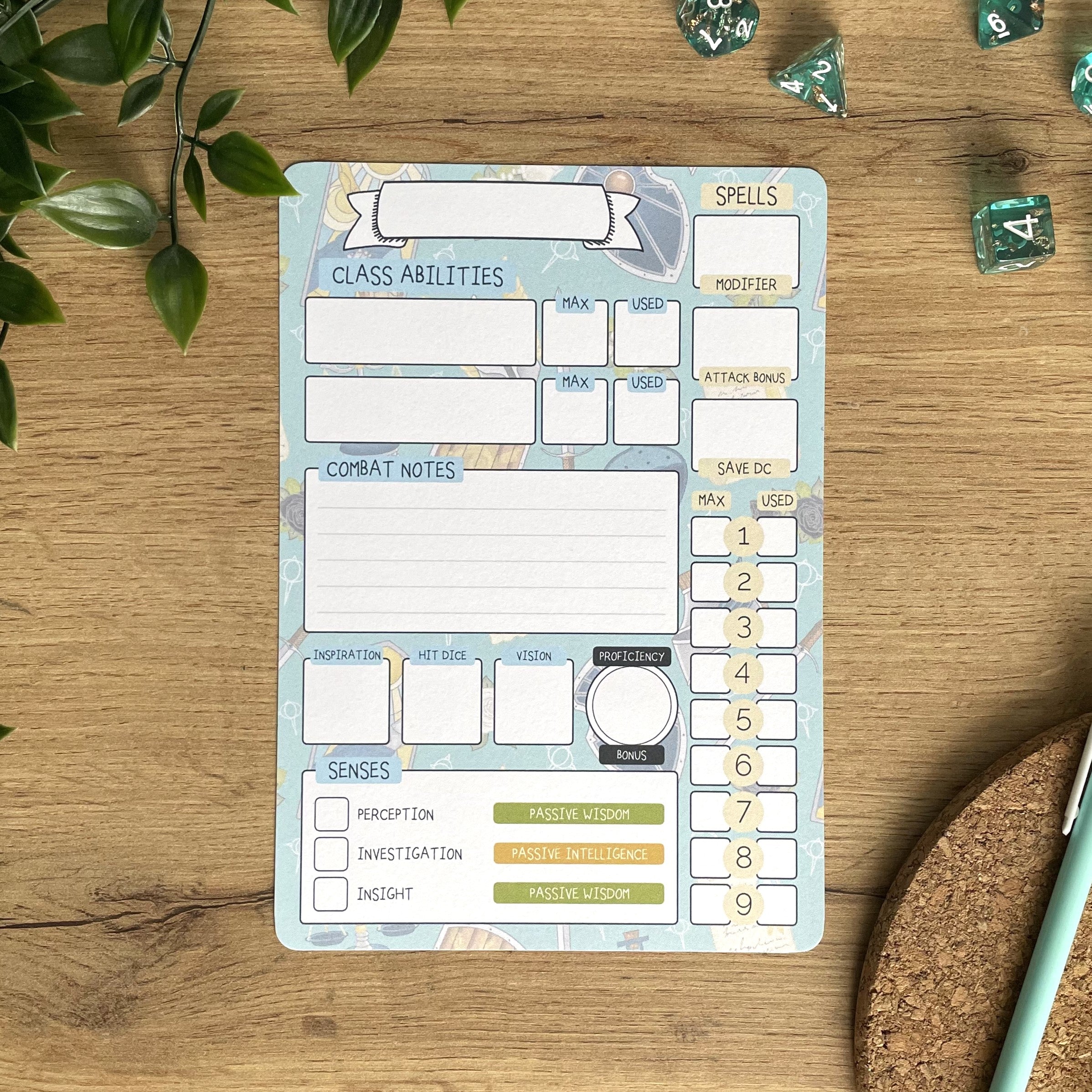 Paladin's Oath A5 D&D5e Skill Card set