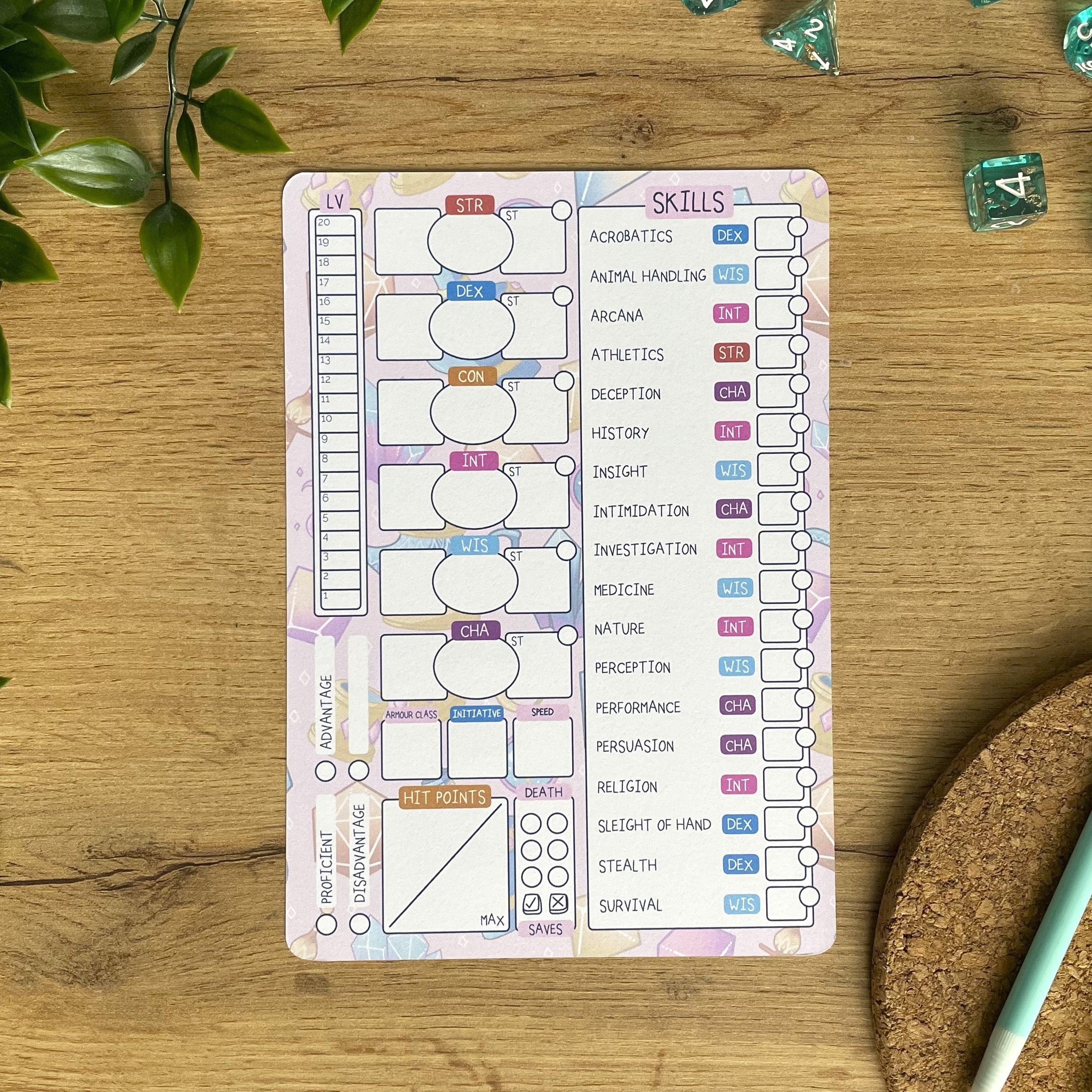 Genielock A5 D&D5e Skill Card set
