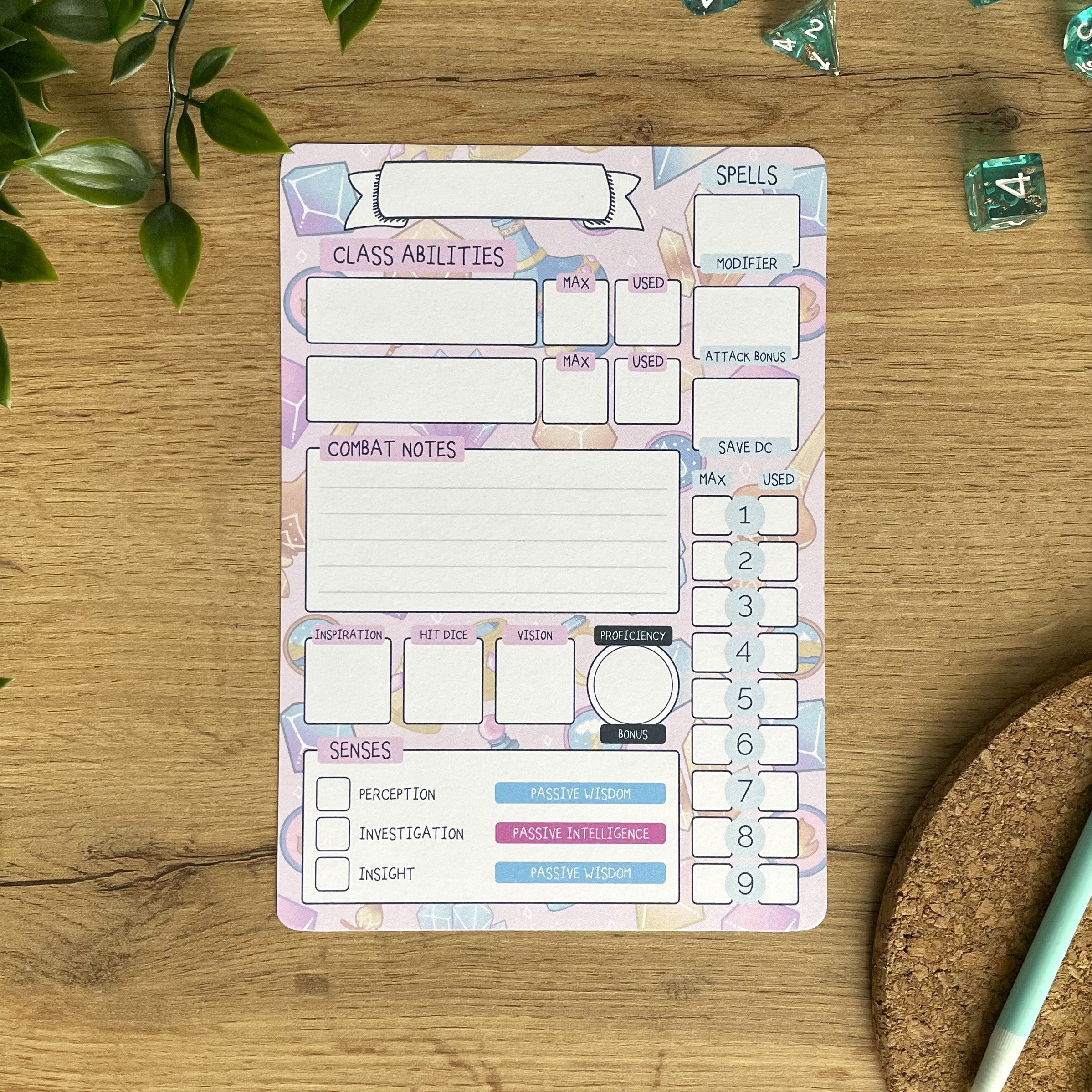 Genielock A5 D&D5e Skill Card set