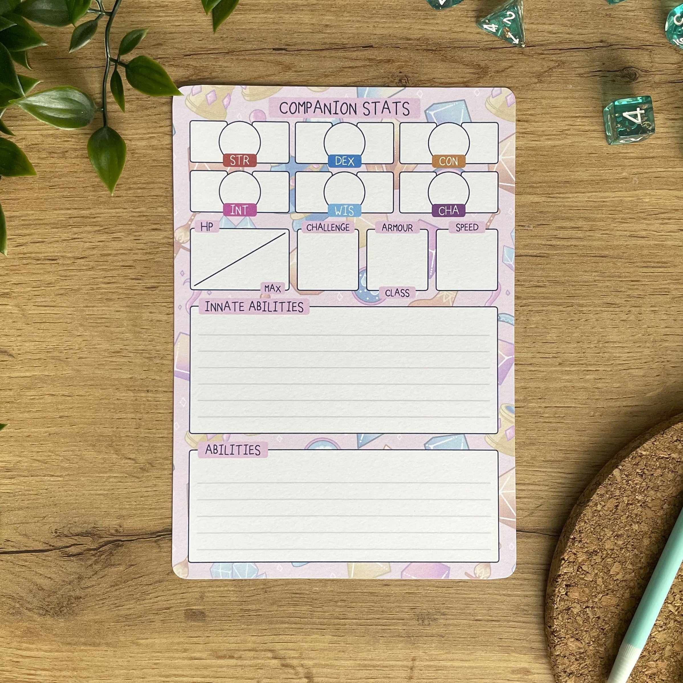 Genielock A5 D&D5e Skill Card set