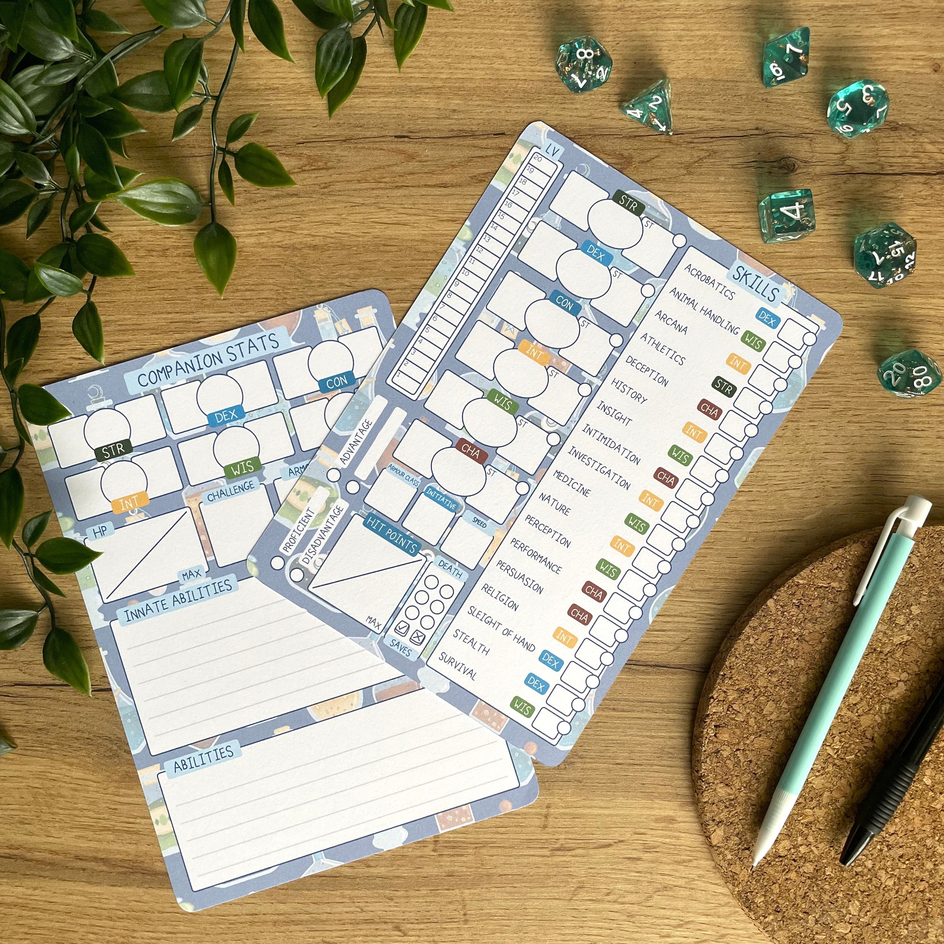 Potion Bottle A5 D&D5e Skill Card set