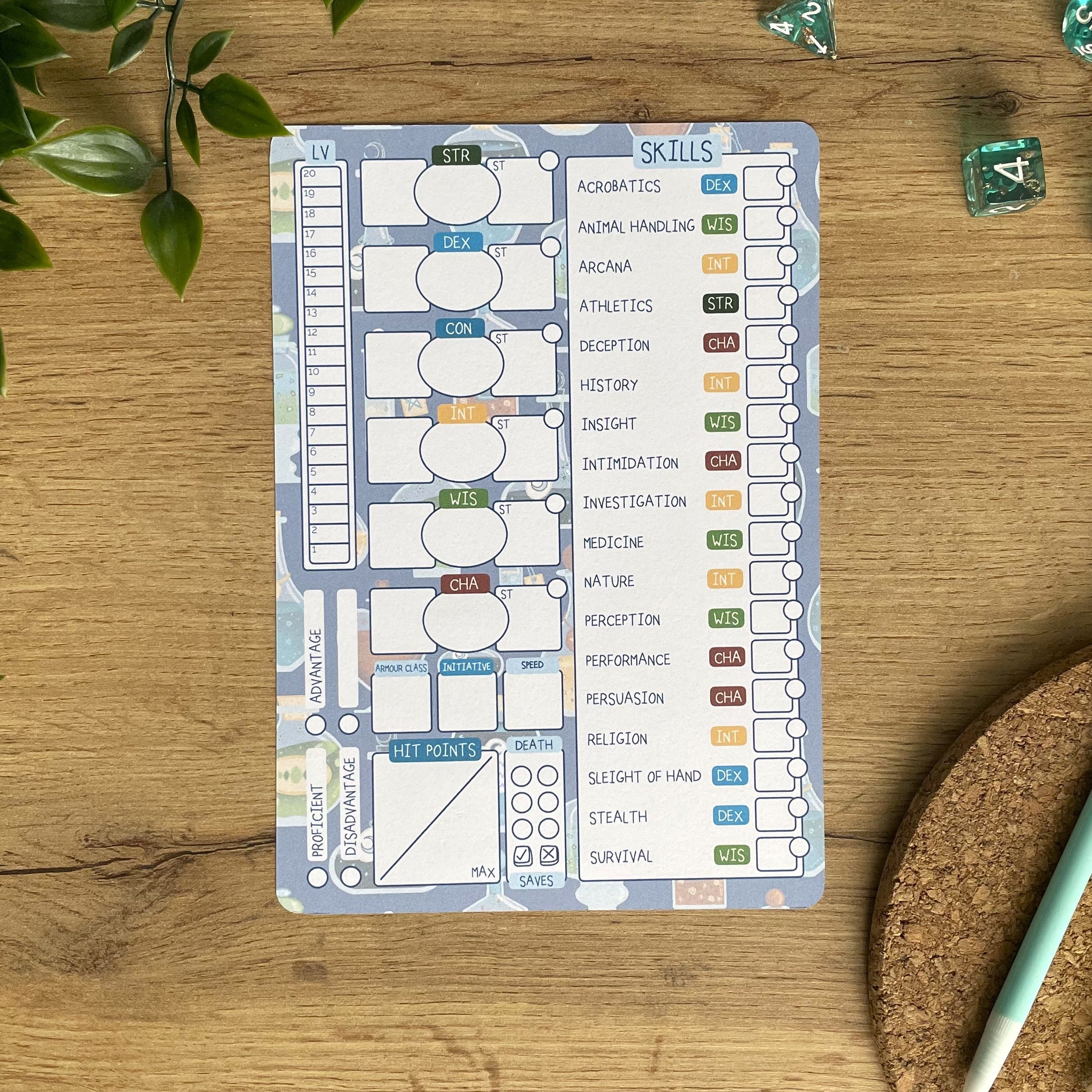 Potion Bottle A5 D&D5e Skill Card set