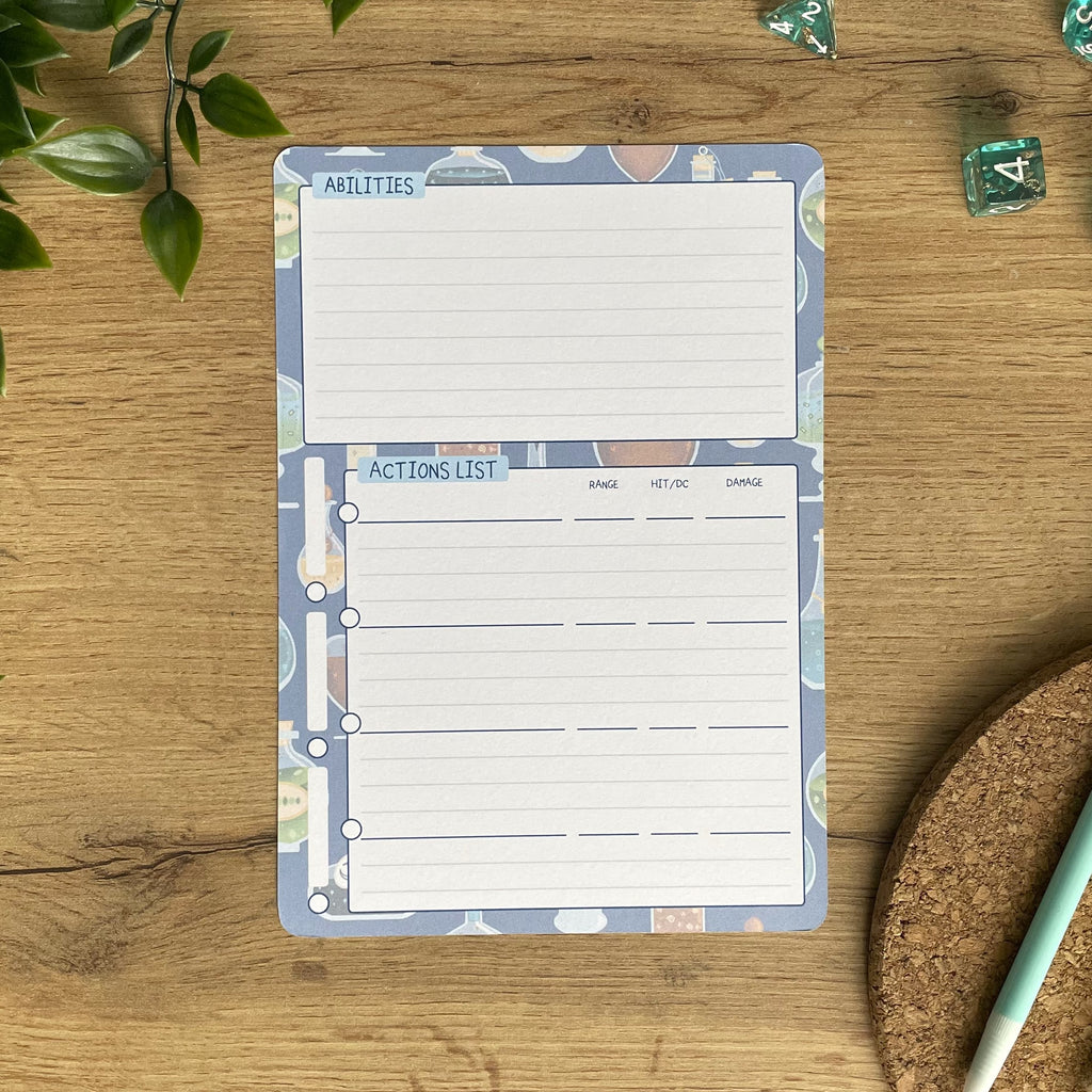 Potion Bottle A5 D&D5e Skill Card set