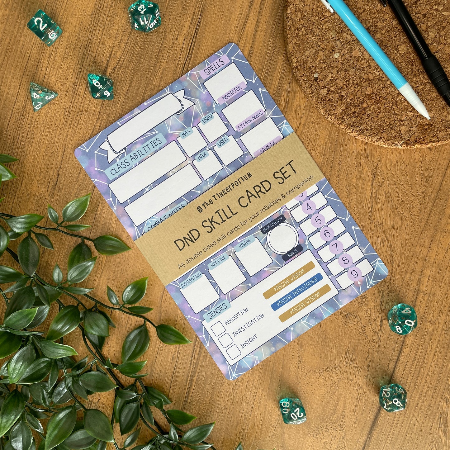 Starry Dice A5 D&D5e Skill Card set