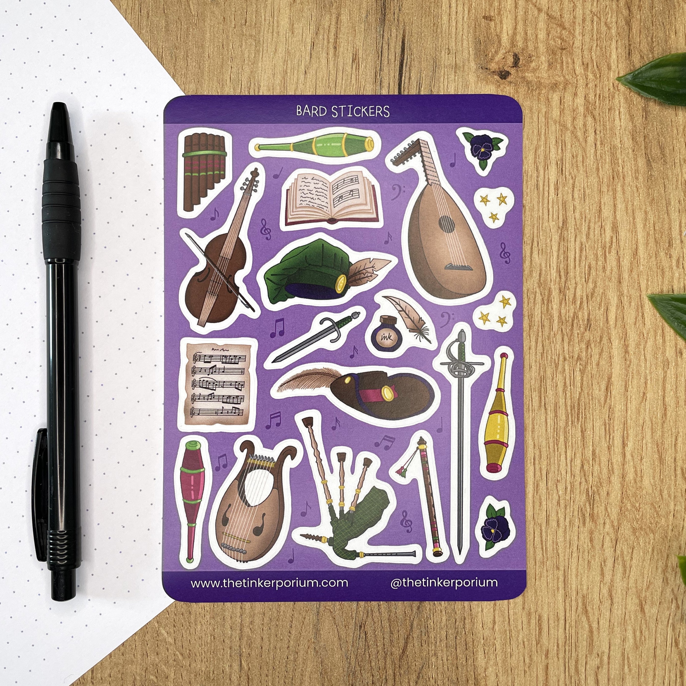 The Tinkerporium | Shop | Bardic Musings A6 Sticker set