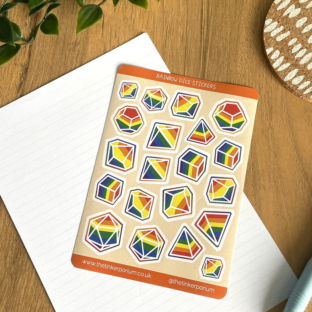 Rainbow Dice A6 Sticker set